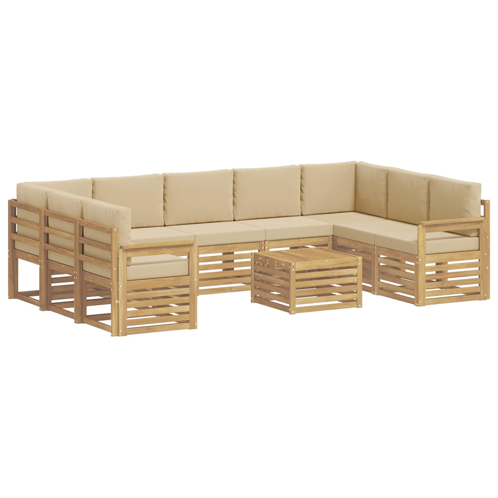 vidaXL Buiten bankenset 10 st 9-zits Wit en Beige Polyester, foto 3