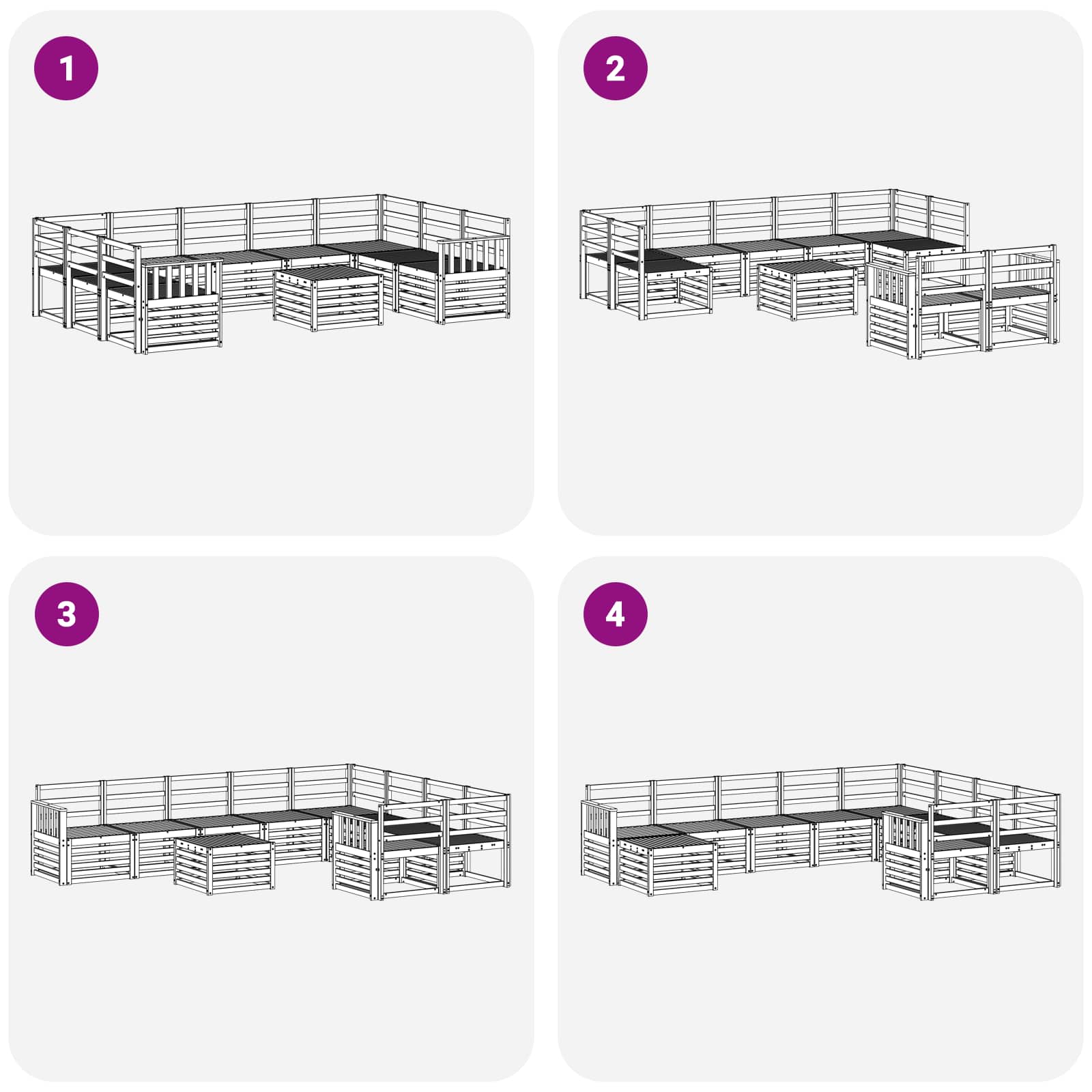 Buiten bankenset 10 pcs Wit 59 x 59 x 37 cm Massief Acaciahout image 8