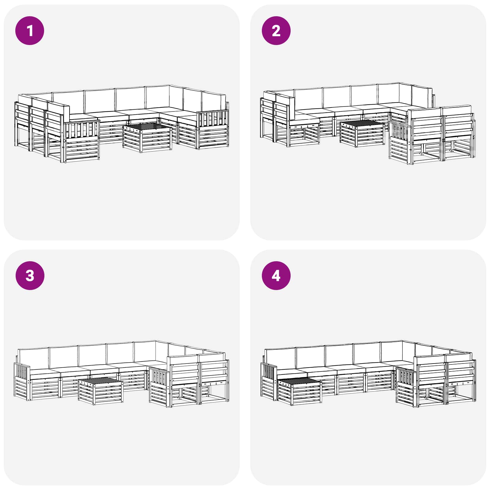 Zunanja garnitura za sedenje 8 pcs Bela in kremna - slika 7