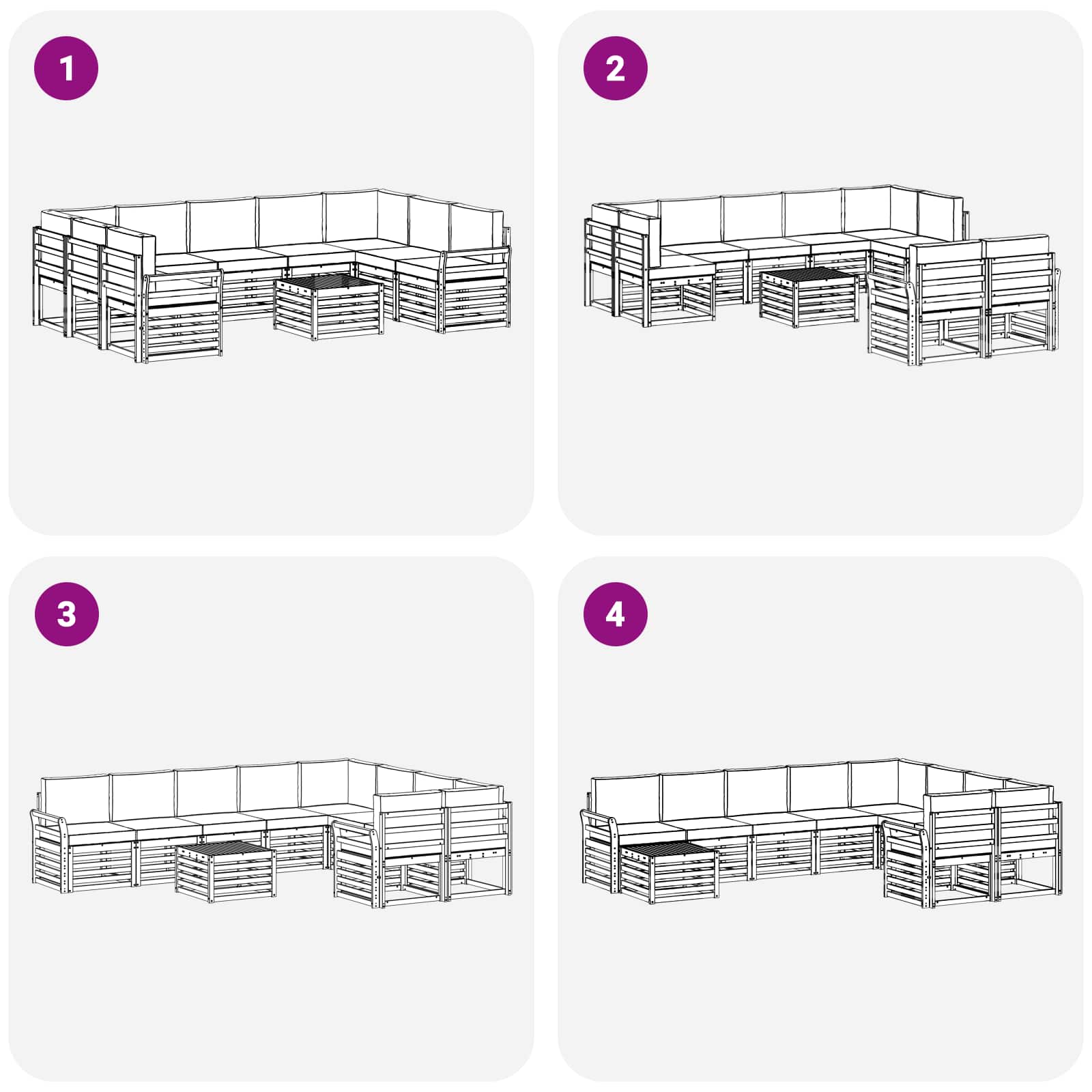 Zunanja garnitura za sedenje 10 pcs Bela in antracit - slika 7