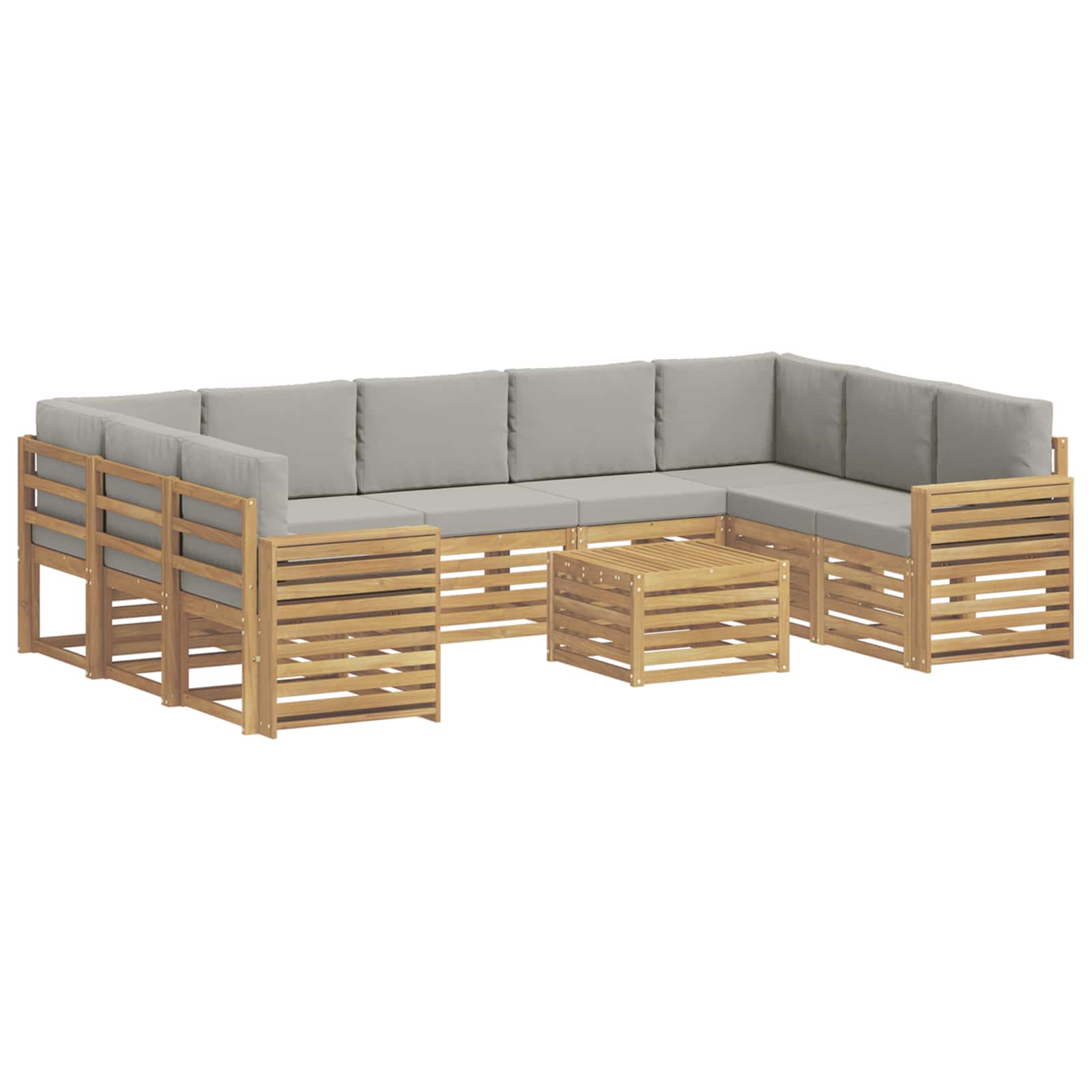 vidaXL Buiten bankenset 10 st 9-zits Wit en Lichtgrijs Polyester, foto 3
