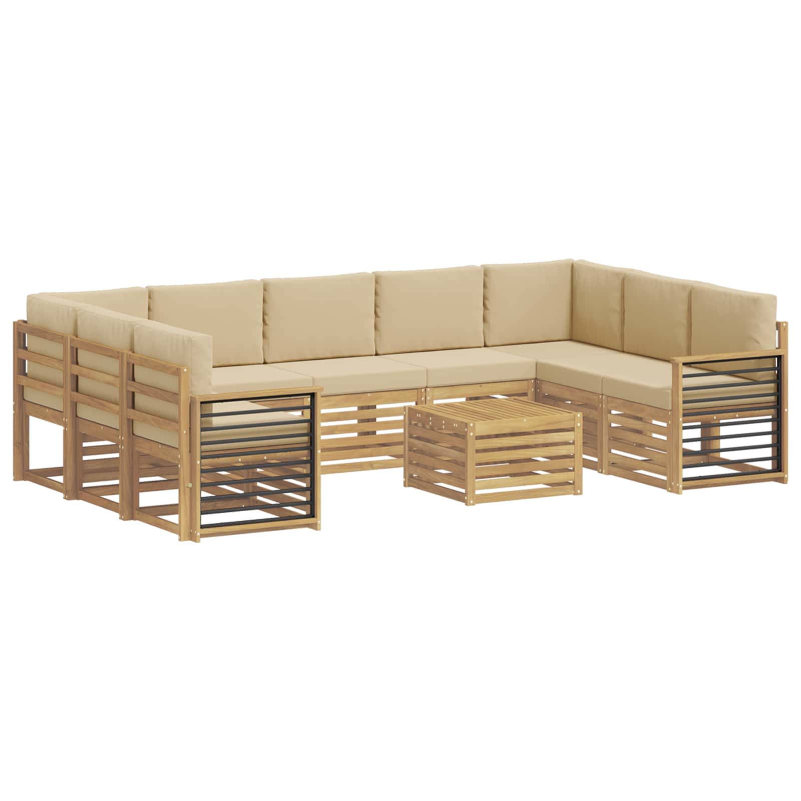 Комплекти дивани 10 pcs Бяло и Бежово 59 x 59 x 37 см Полиестер – изображение 2