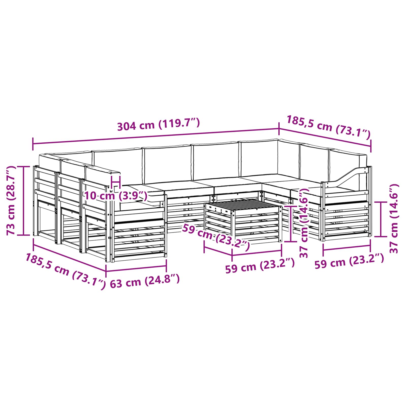 Sofa-Sets Massief Acaciahout image 8