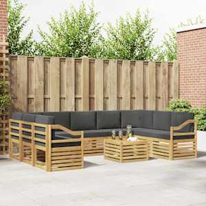 Zunanja garnitura za sedenje 8 pcs Bela in Antracit