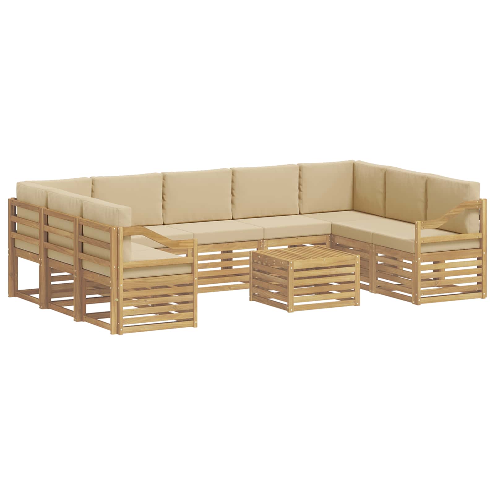 Комплекти дивани 10 pcs Бяло и Бежово 59 x 59 x 37 см Полиестер – изображение 2