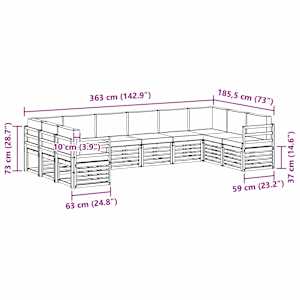 Rohová sofa sada 10 pcs Bílá a antracitová 363 x 185,5 x 73 cm - obrázek 8