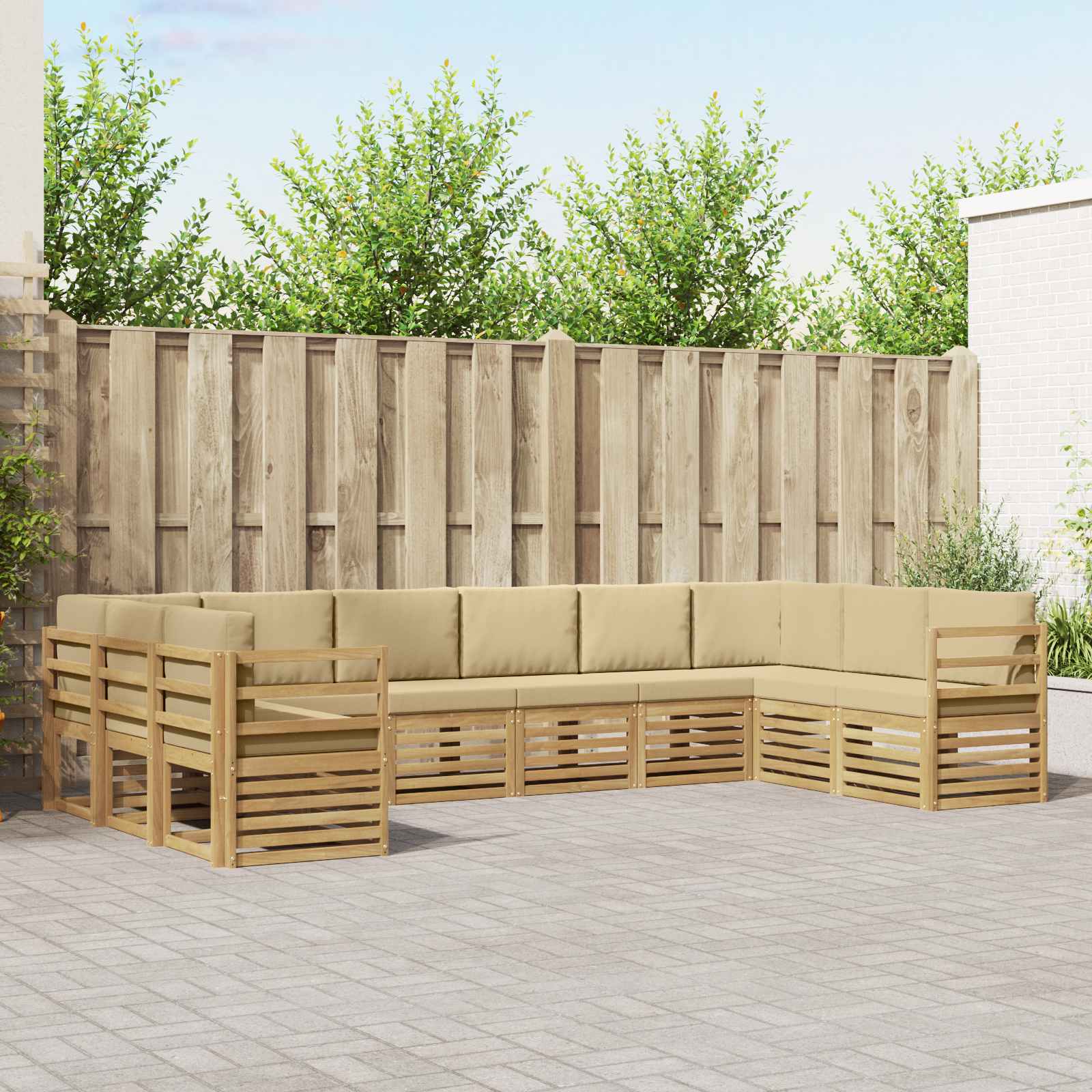 Rohová sofa sada 10 pcs Bílá a béžová 363 x 185,5 x 73 cm