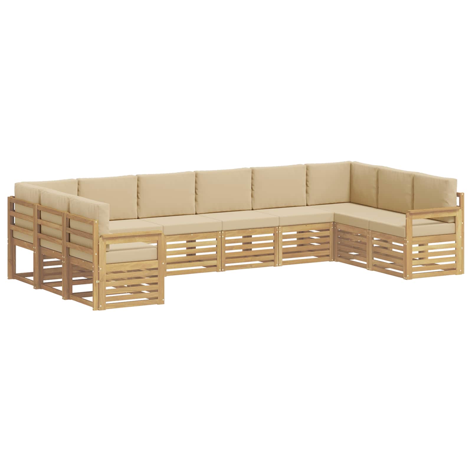 Комплект дивани за открито 7 pcs Бял и Бежов – изображение 2