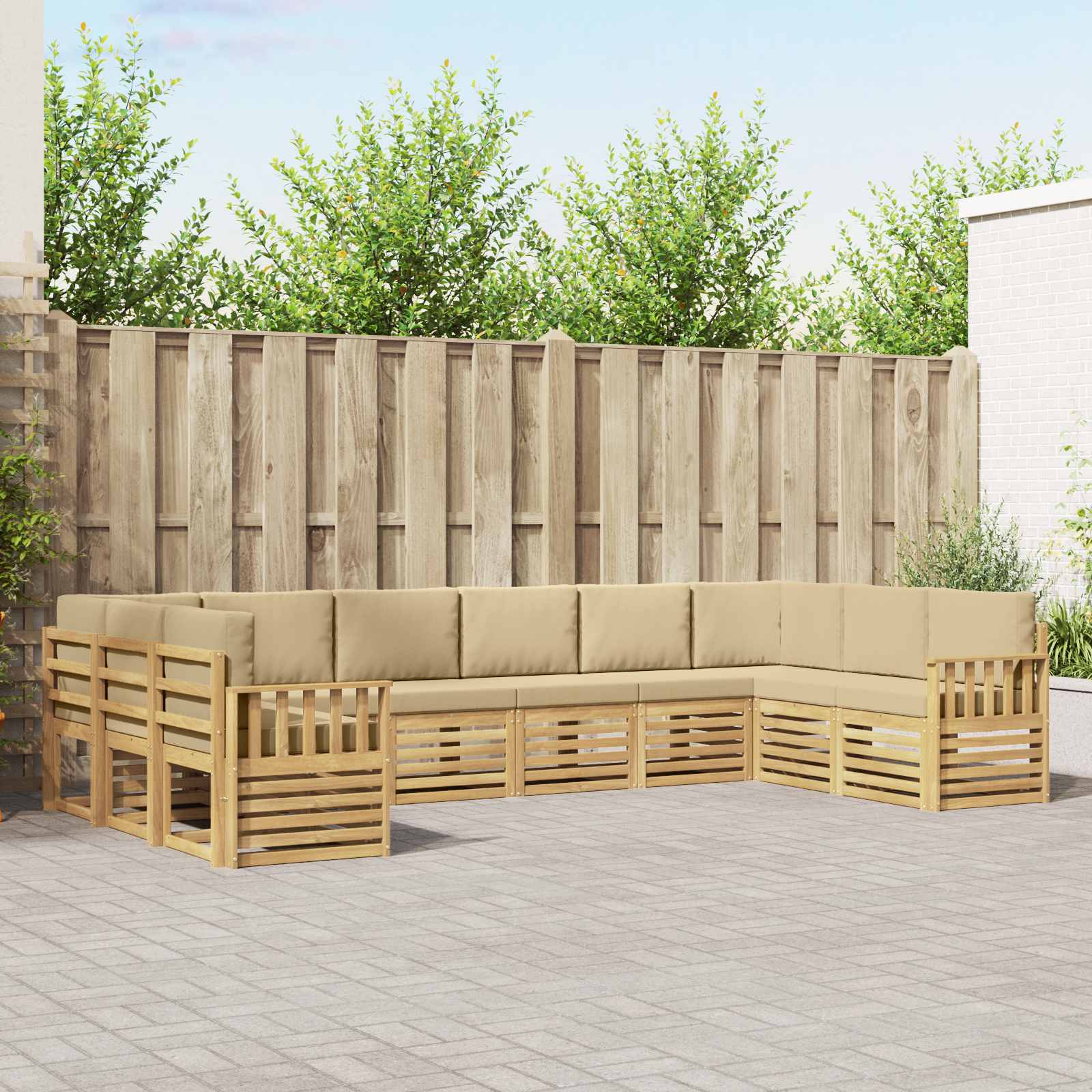 Venkovní pohovková souprava 7 pcs Bílá a béžová