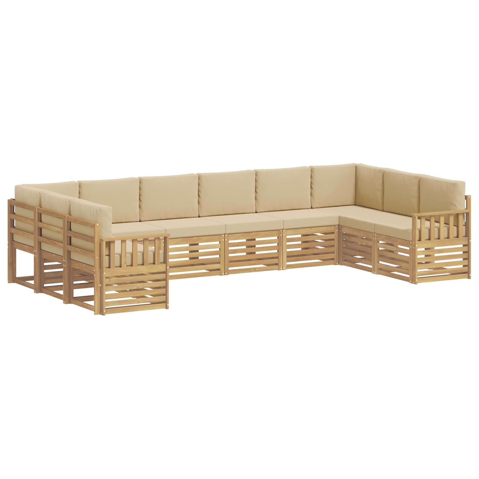 vidaXL Buiten bankenset 10 st 10-zits Wit en Beige Polyester, foto 3