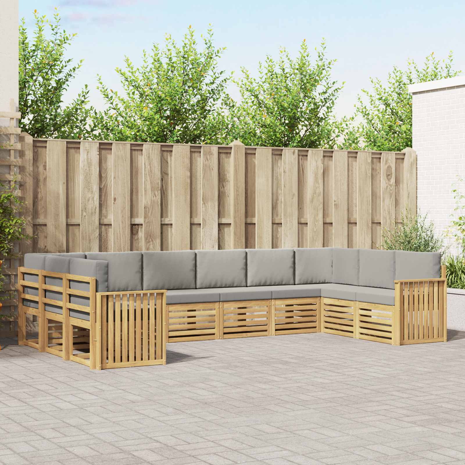Buiten bankenset 10 pcs Wit en Lichtgrijs 363 x 187,5 x 73 cm – afbeelding 1