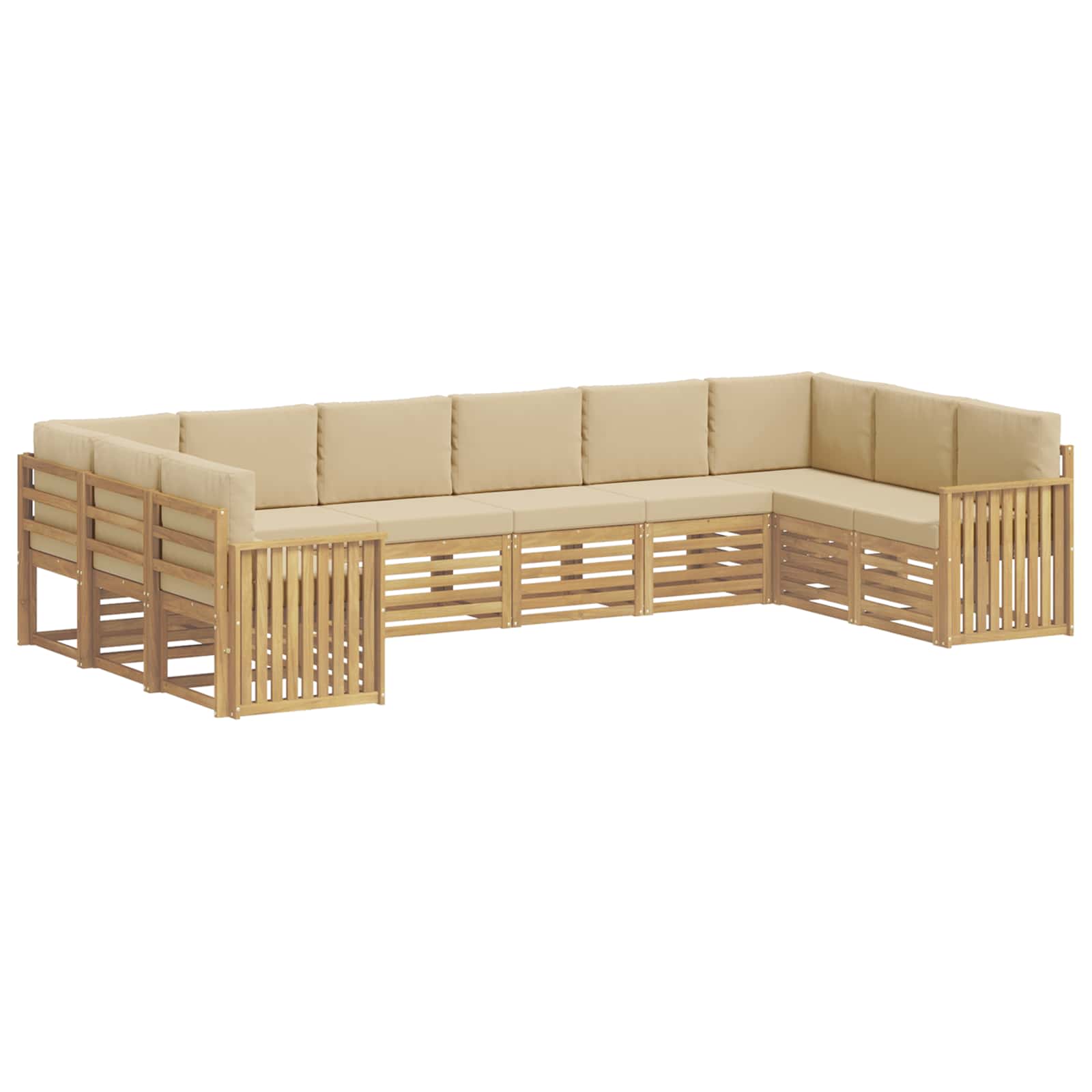 vidaXL Buiten bankenset 10 st 10-zits Wit en Beige Polyester, foto 3
