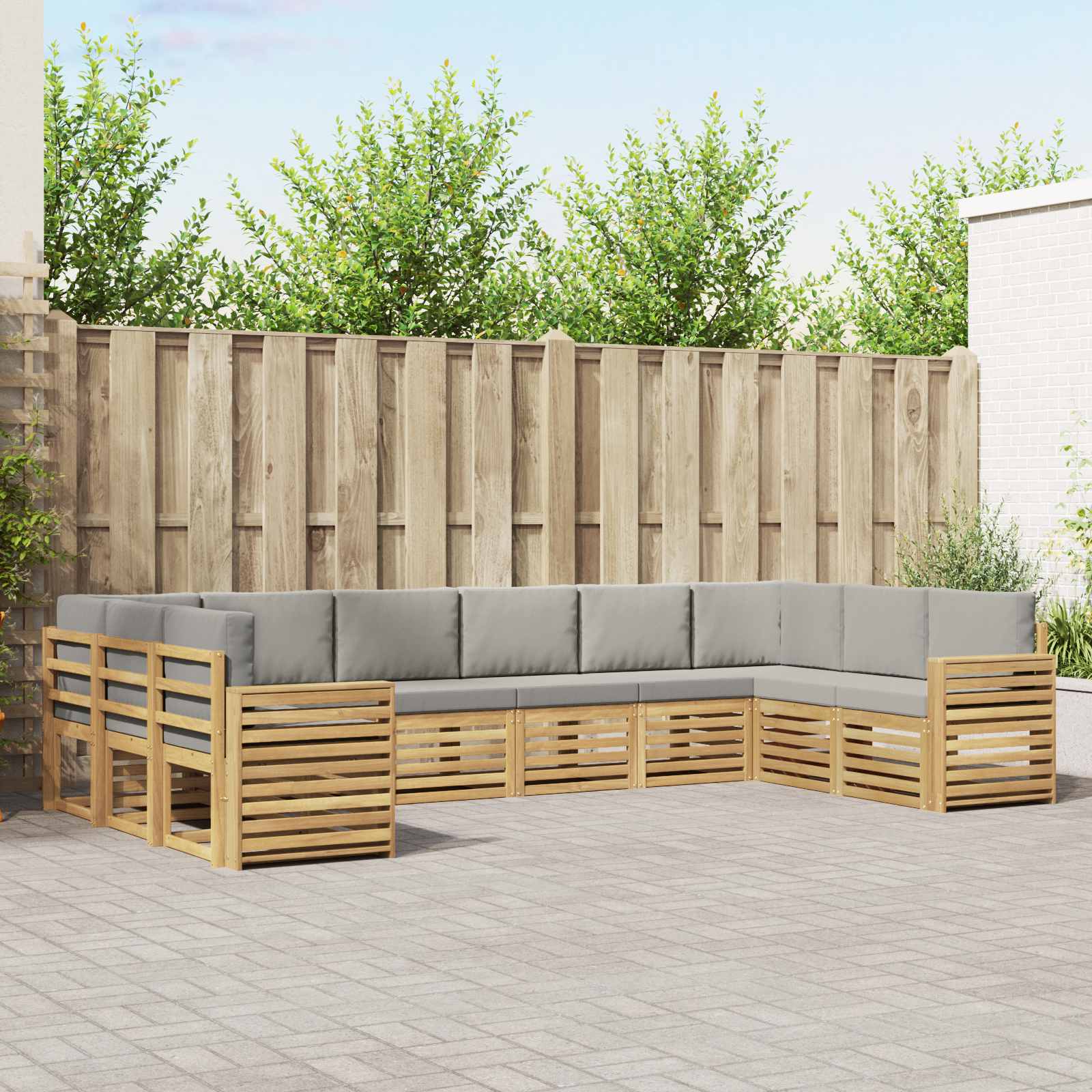 Utomhussoffset 10 pcs och ljusgrå