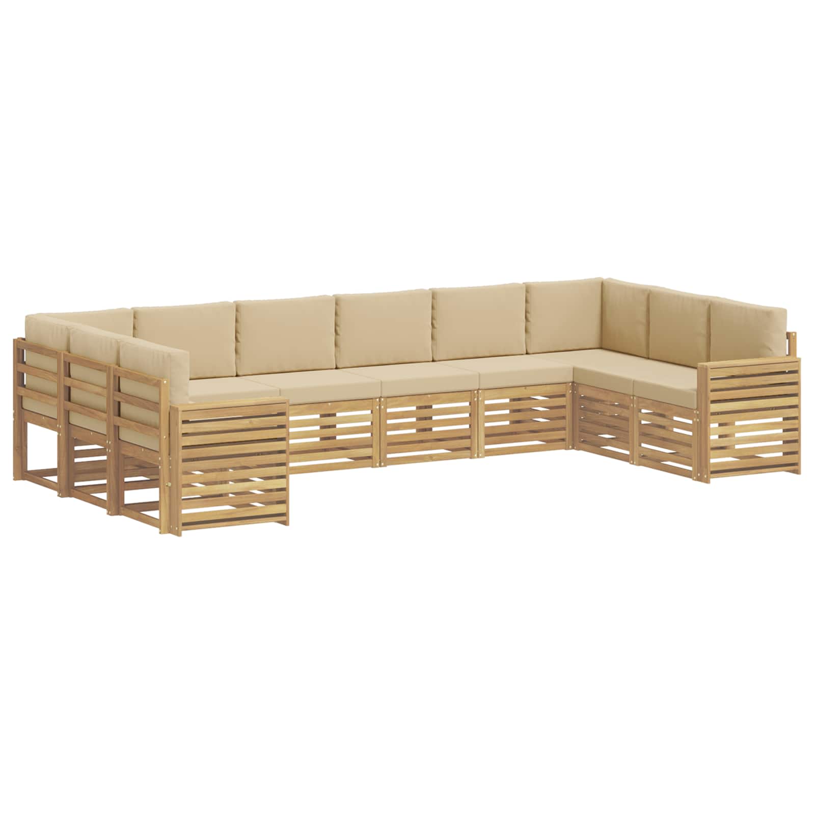 vidaXL Buiten bankenset 10 st 10-zits Wit en Beige Polyester, foto 3
