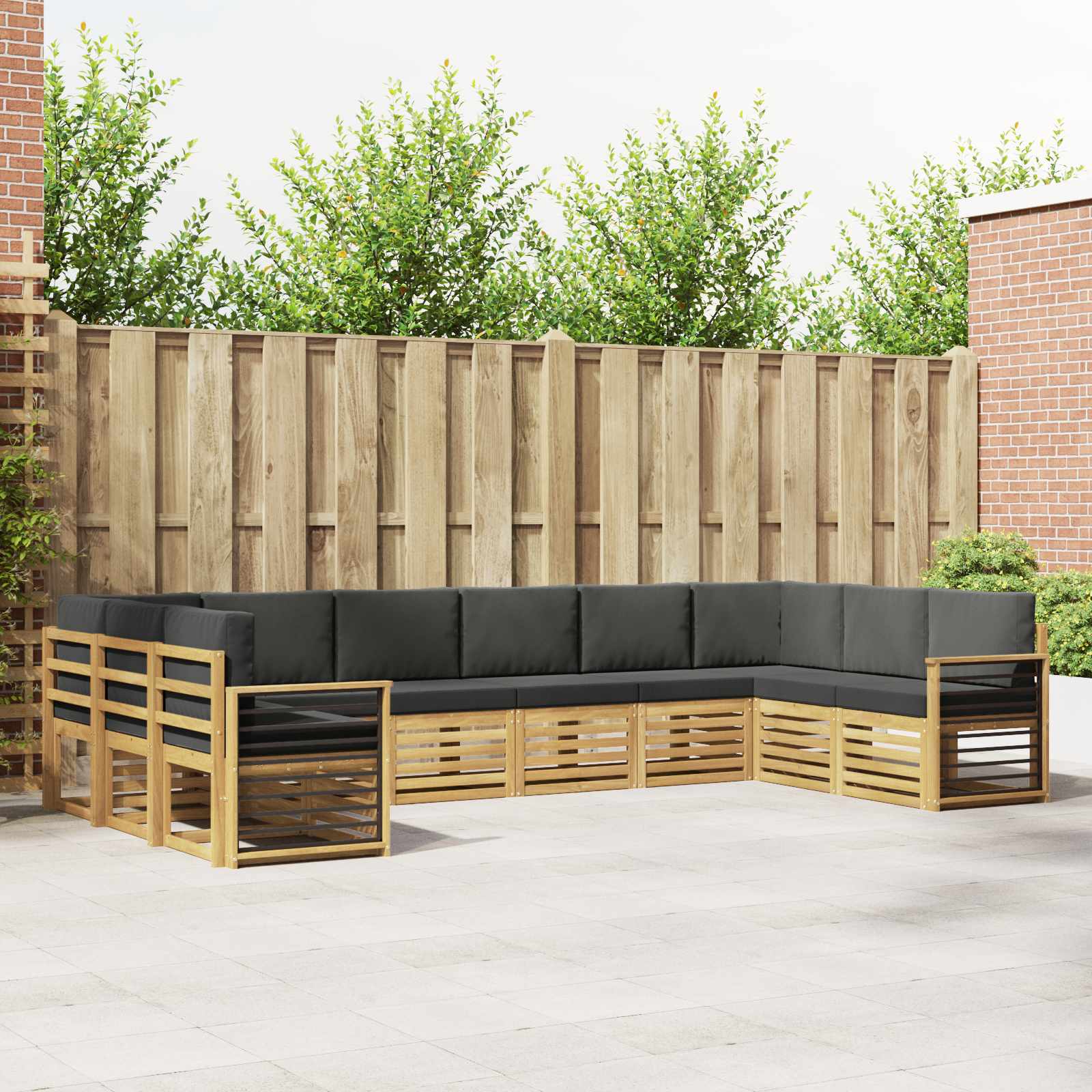Rohová sofa sada 10 pcs Bílá a antracitová 363 x 187,5 x 73 cm