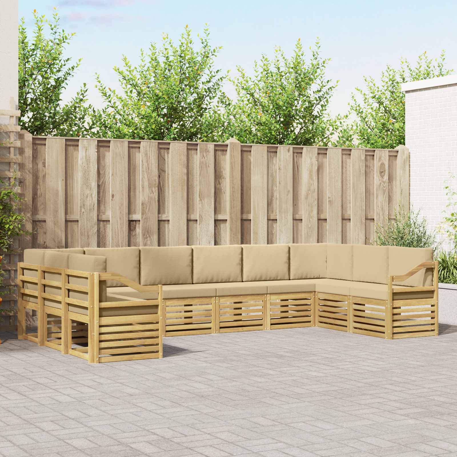 Rohová sofa sada 10 pcs Bílá a béžová 363 x 185,5 x 73 cm