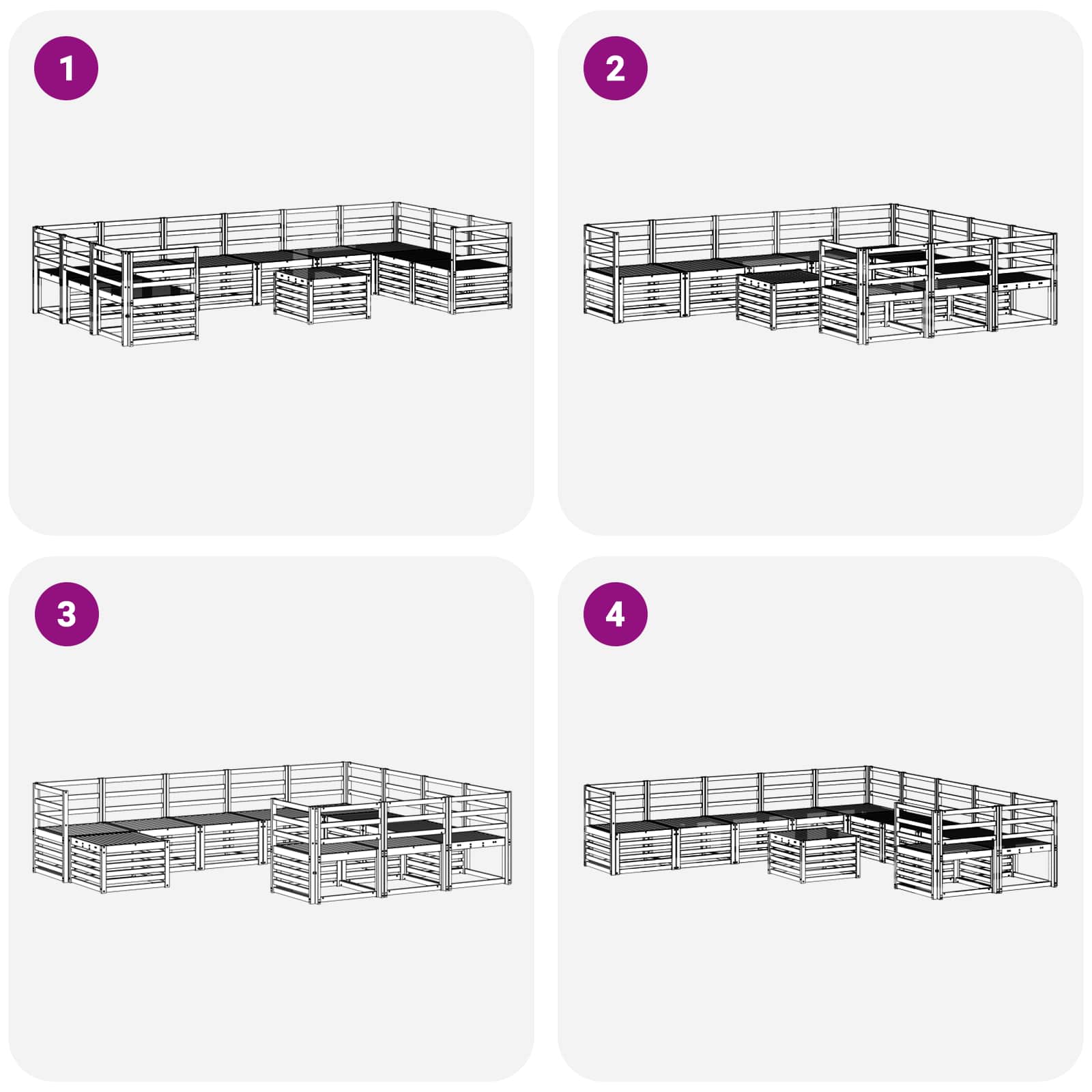 Buiten bankenset 11 pcs Wit 59 x 59 x 37 cm Massief Acaciahout image 8