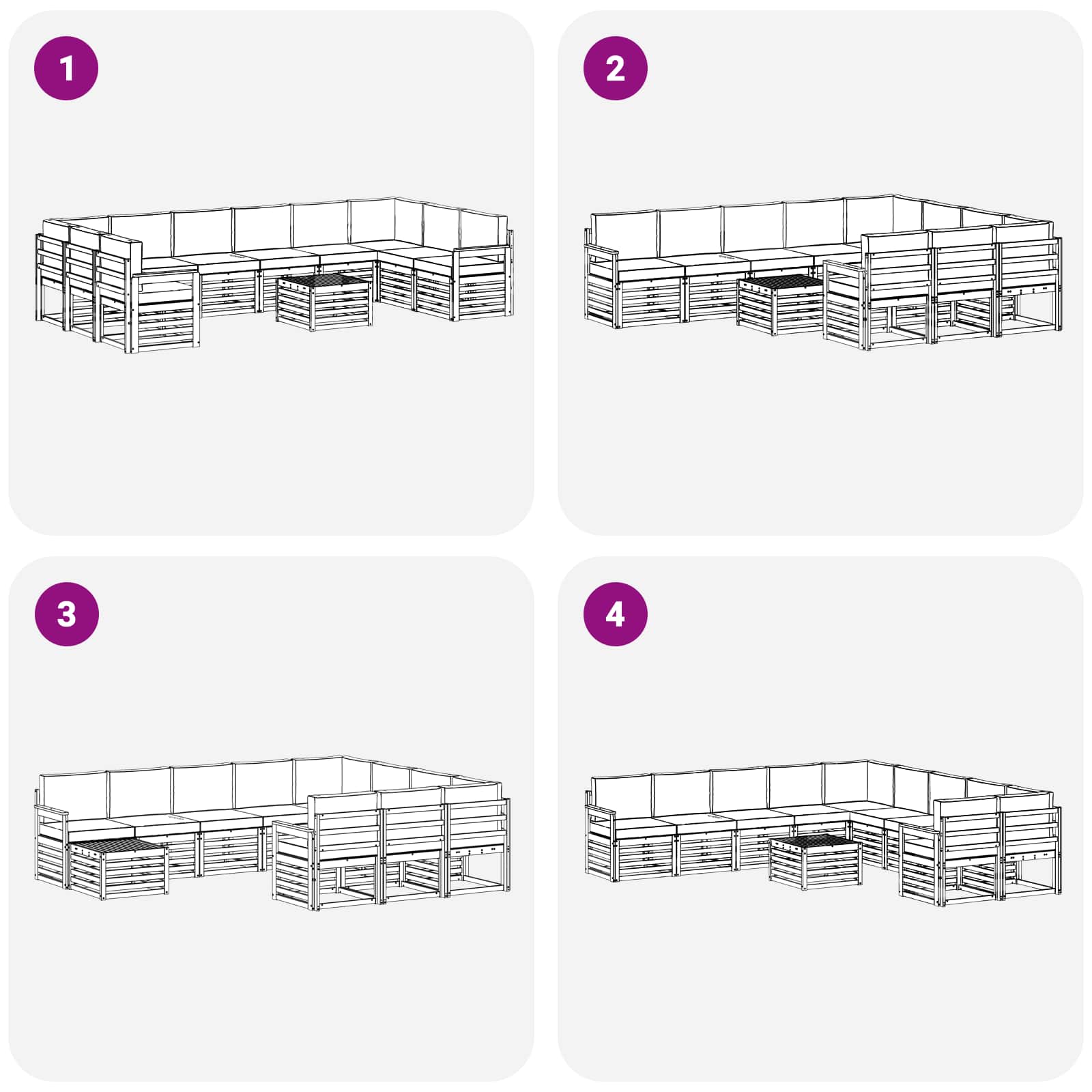 Zunanja garnitura za sedenje 8 pcs Bela in kremna - slika 8