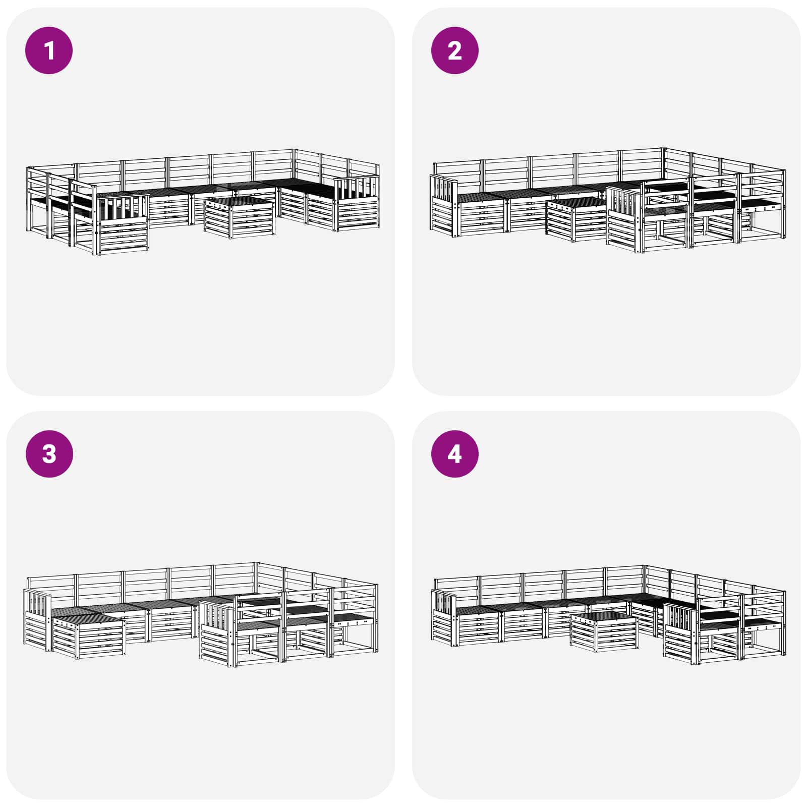 Buiten bankenset 11 pcs Wit 59 x 59 x 37 cm Massief Acaciahout image 7