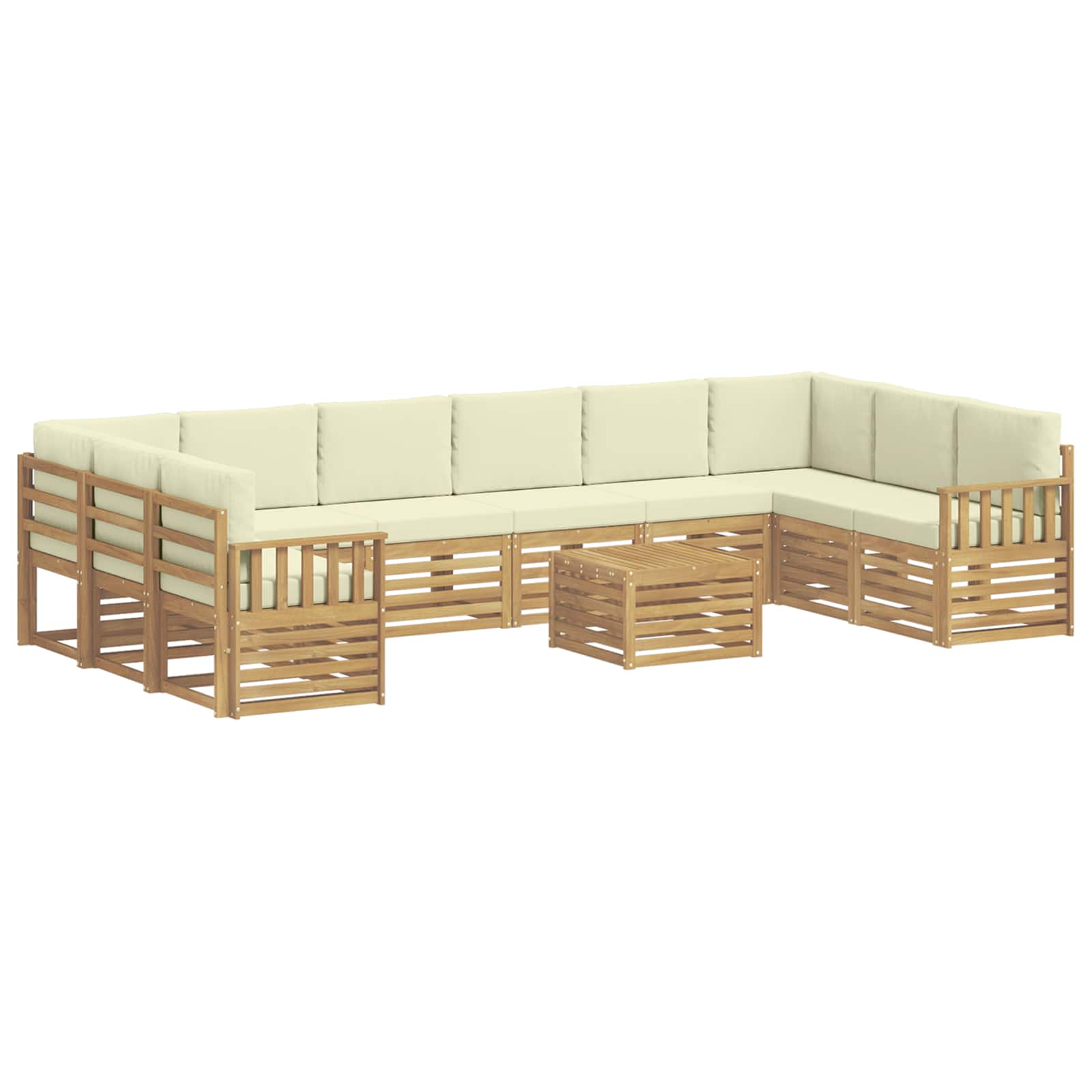 Zunanja garnitura za sedenje 8 pcs Bela in kremna - slika 2