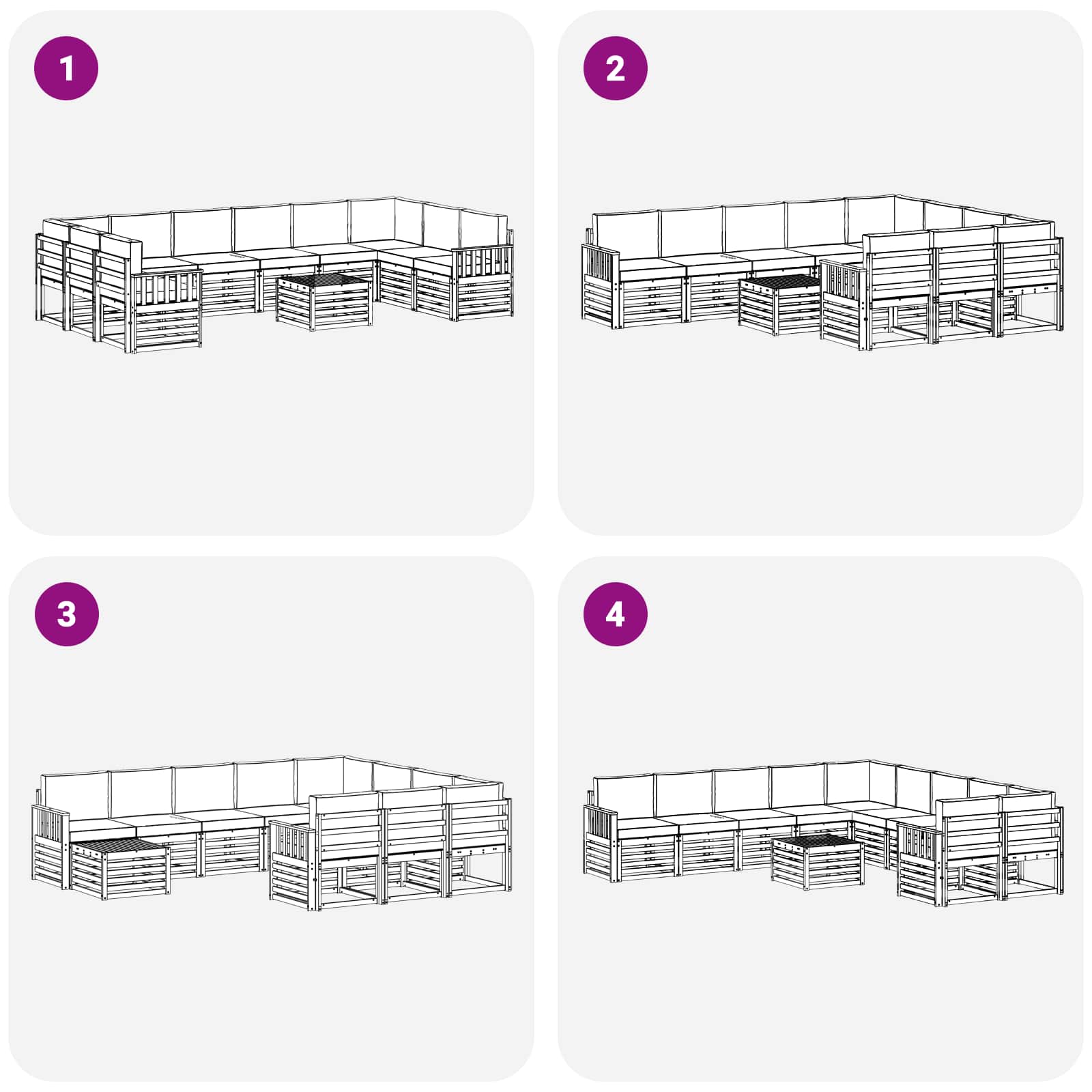 Zunanja garnitura za sedenje 8 pcs Bela in kremna - slika 8