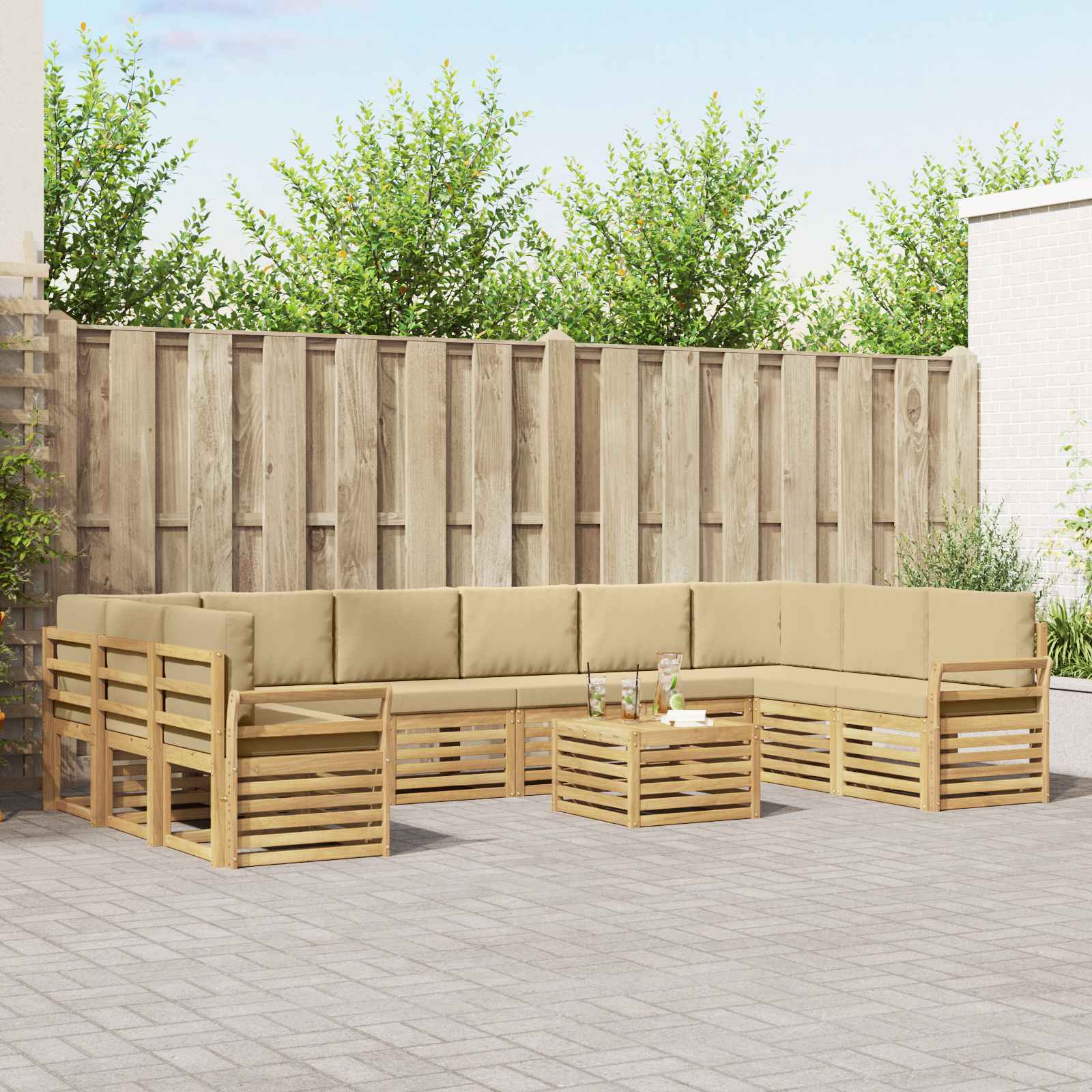 vidaXL Udendørs sofagruppe 11 stk. 10-personers Hvid og Beige