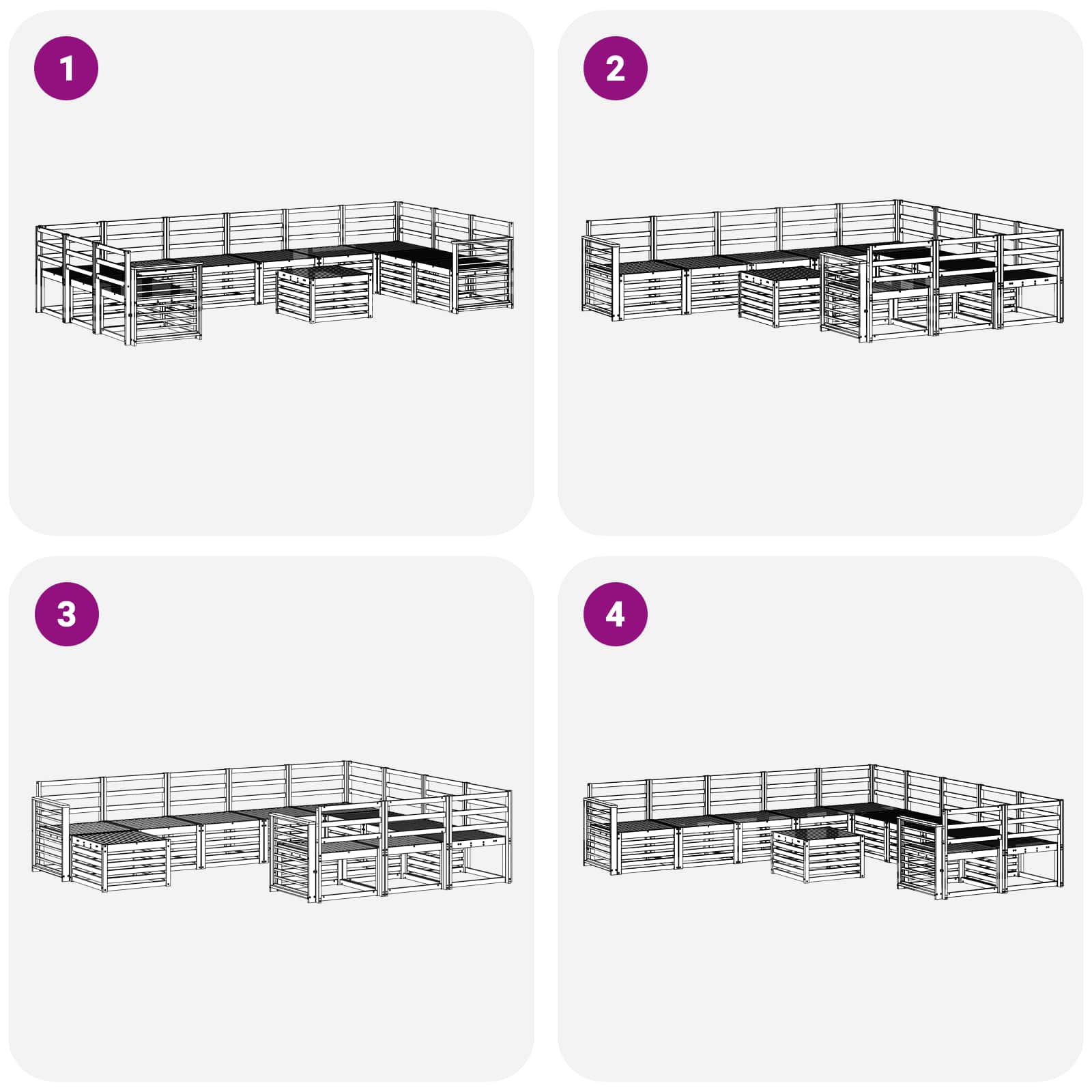 Buiten bankenset 11 pcs Wit 59 x 59 x 37 cm Massief Acaciahout image 8