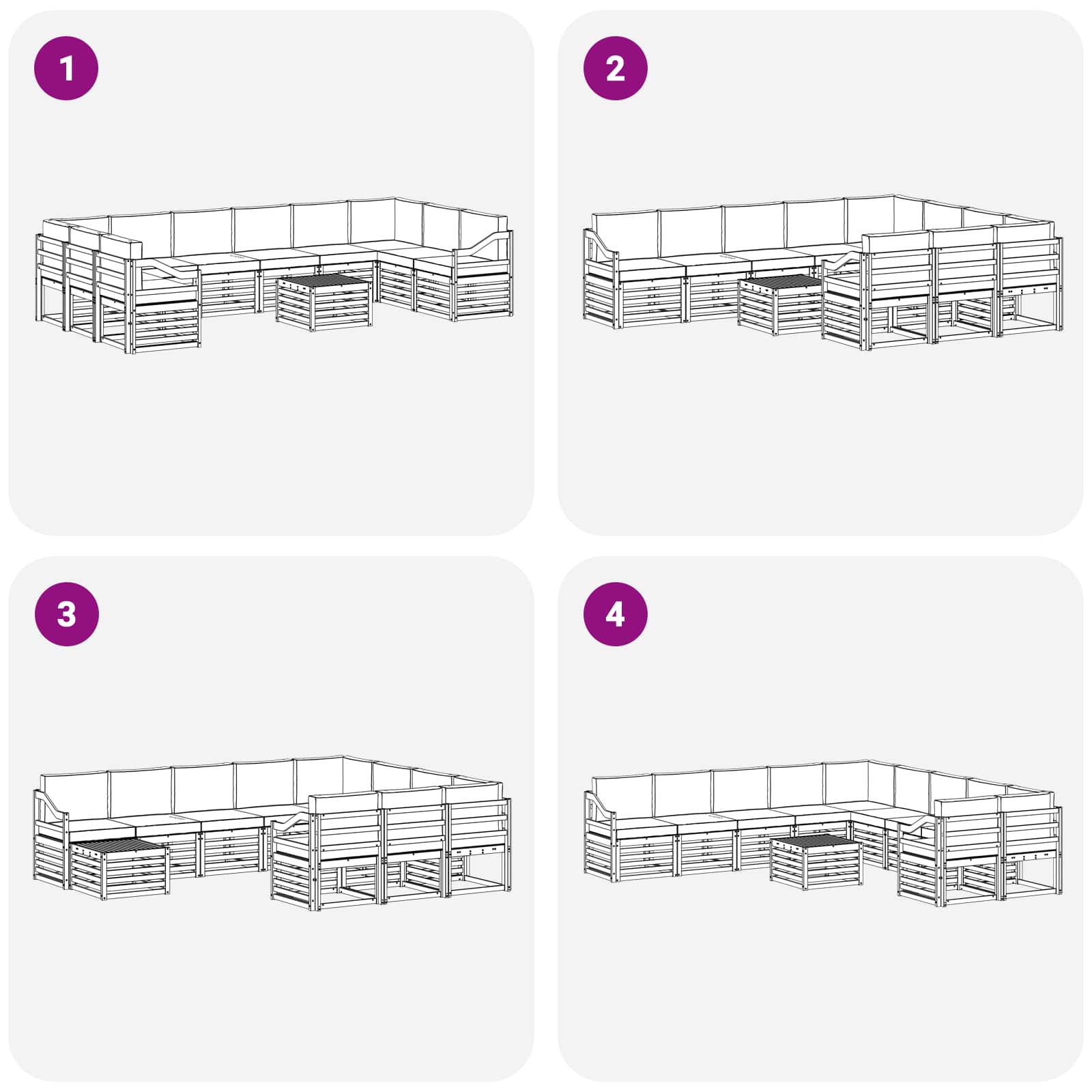 Zunanja garnitura za sedenje 8 pcs Bela in Antracit - slika 7