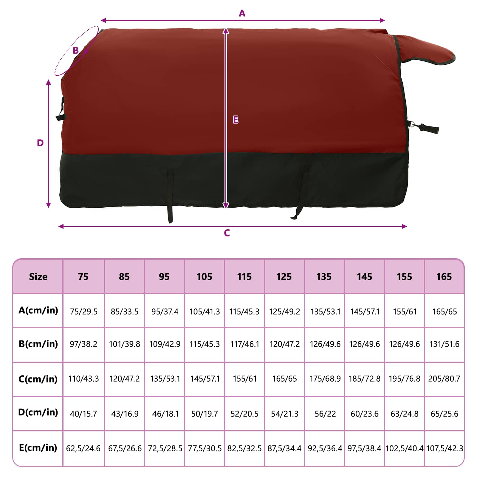 Ló Takaró Sötét Zöld és Fekete 75 cm Poliészter