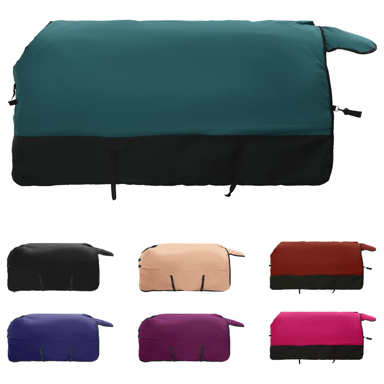 Konjski plašč Temno zelena in črna 155 cm Poliester - slika 2