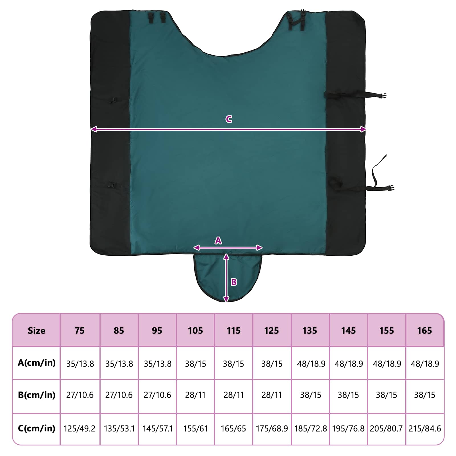 Konjski plašč Temno zelena in črna 155 cm Poliester - slika 11