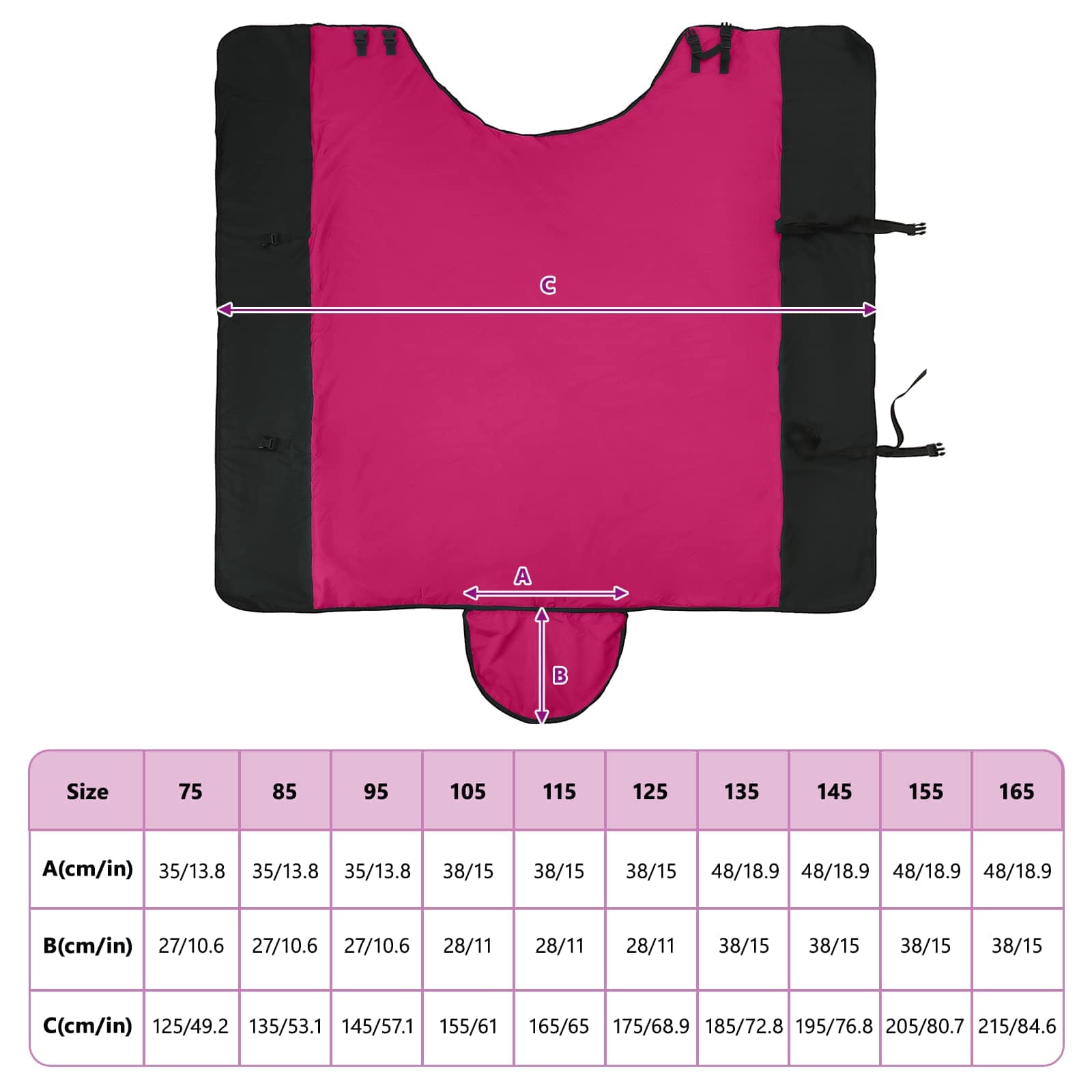 Konjski plašč Roza in črna 75 cm Poliester - slika 11