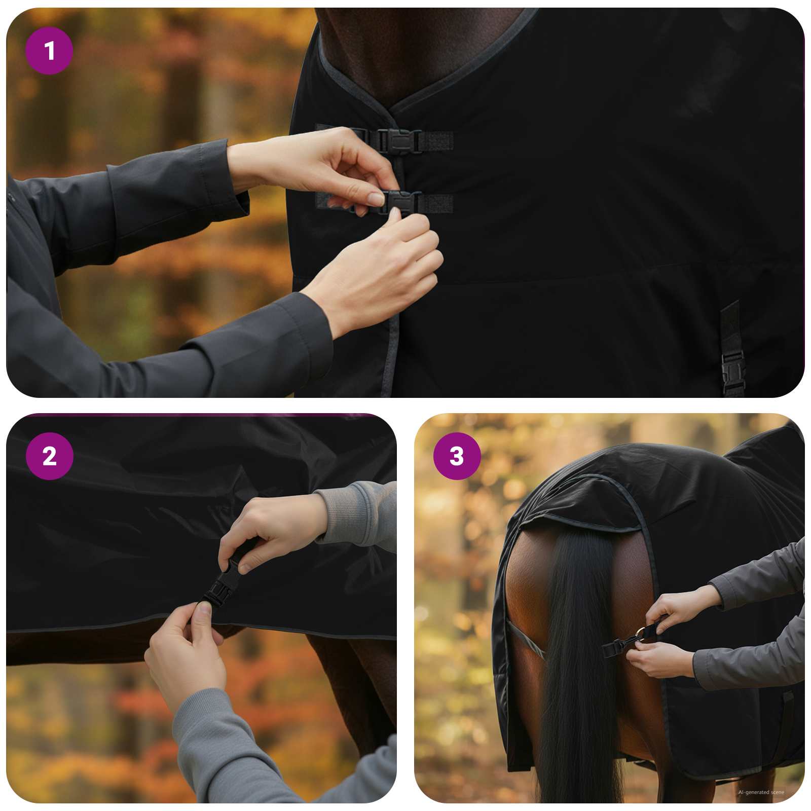 Konjski plašč Temno zelena in črna 115 cm Poliester - slika 12