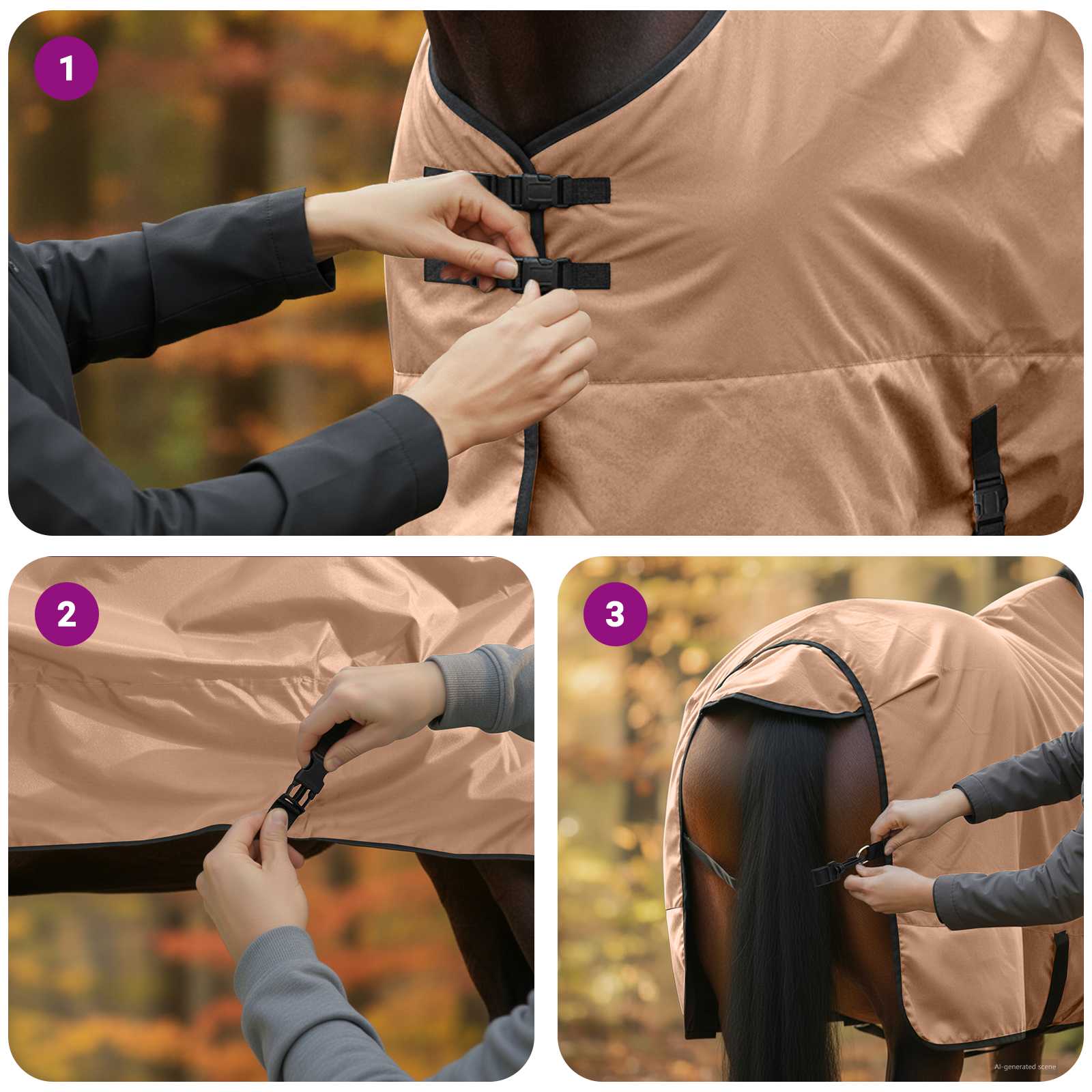 Deka pro koně Cappuccino 75 cm Polyester - obrázek 11