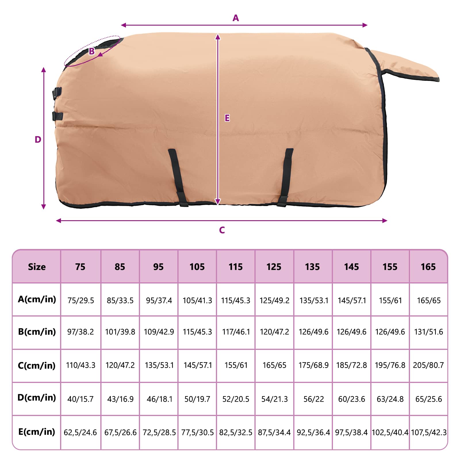 Deka pro koně Cappuccino 75 cm Polyester - obrázek 9