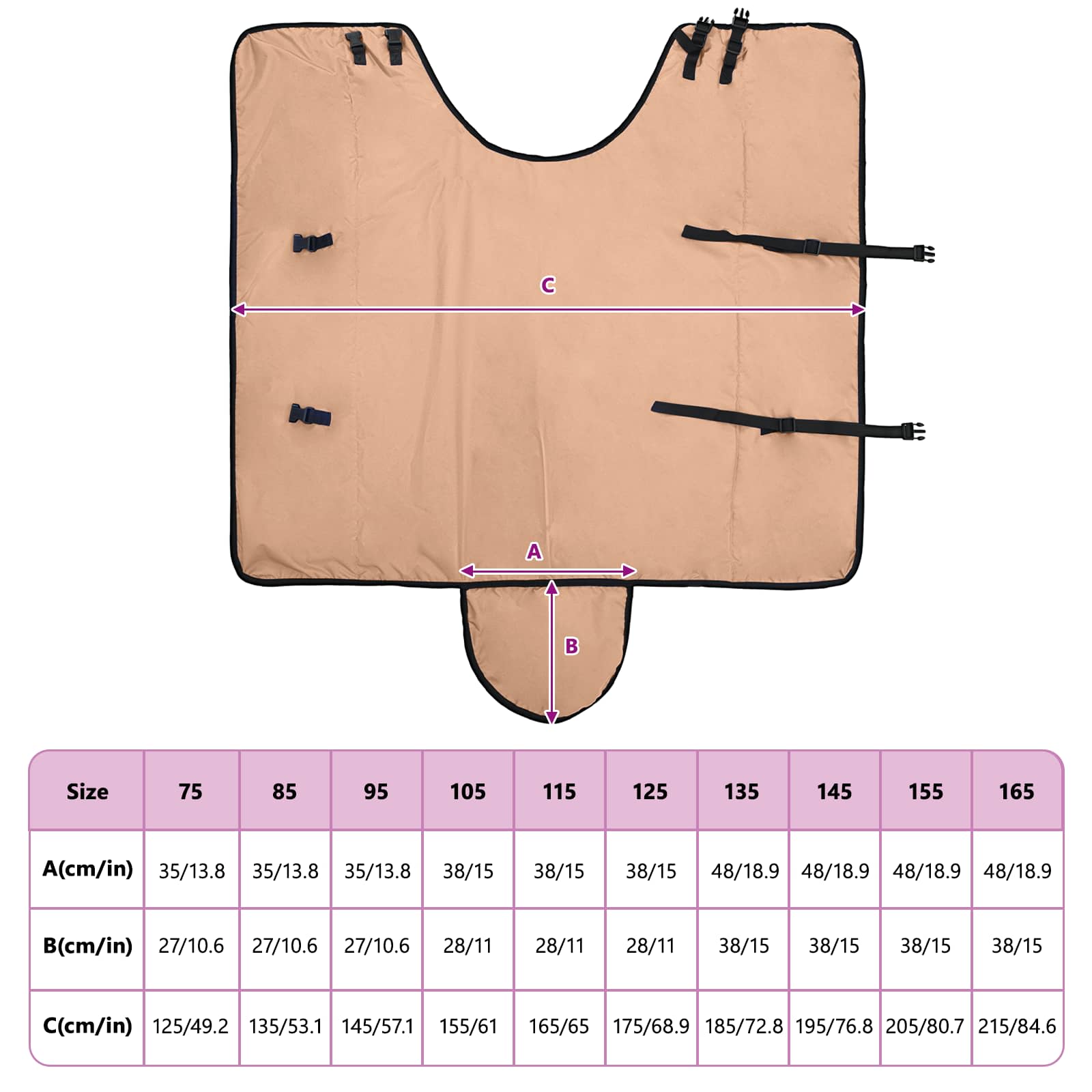 Konjski plašč Kapučino 125 cm Poliester - slika 11