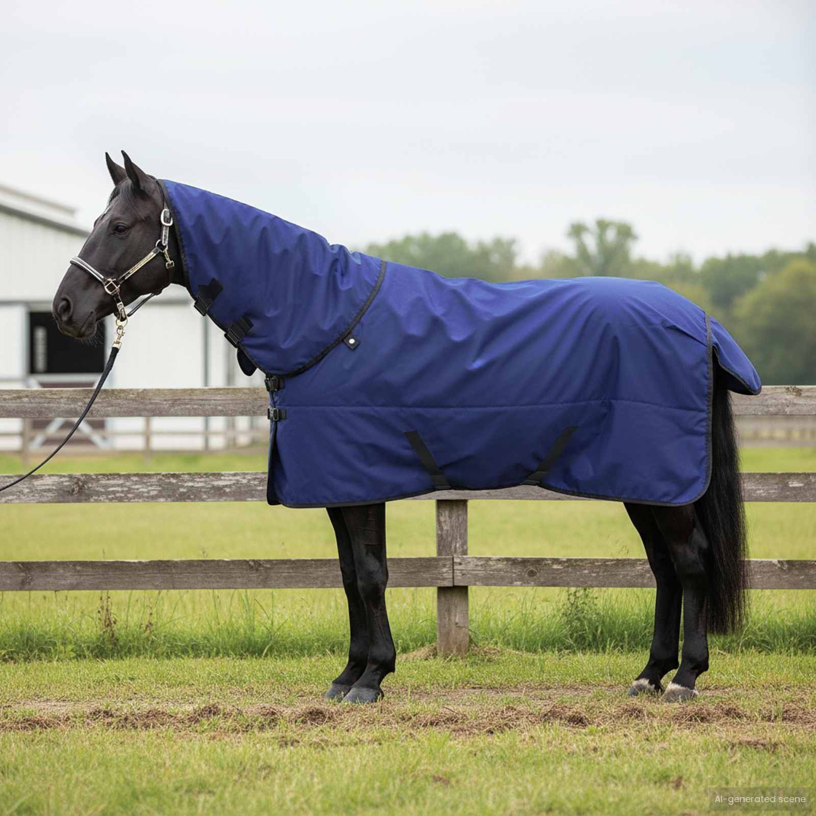 vidaXL Pferdedecke Dunkelgrün und Schwarz 85 cm Polyester