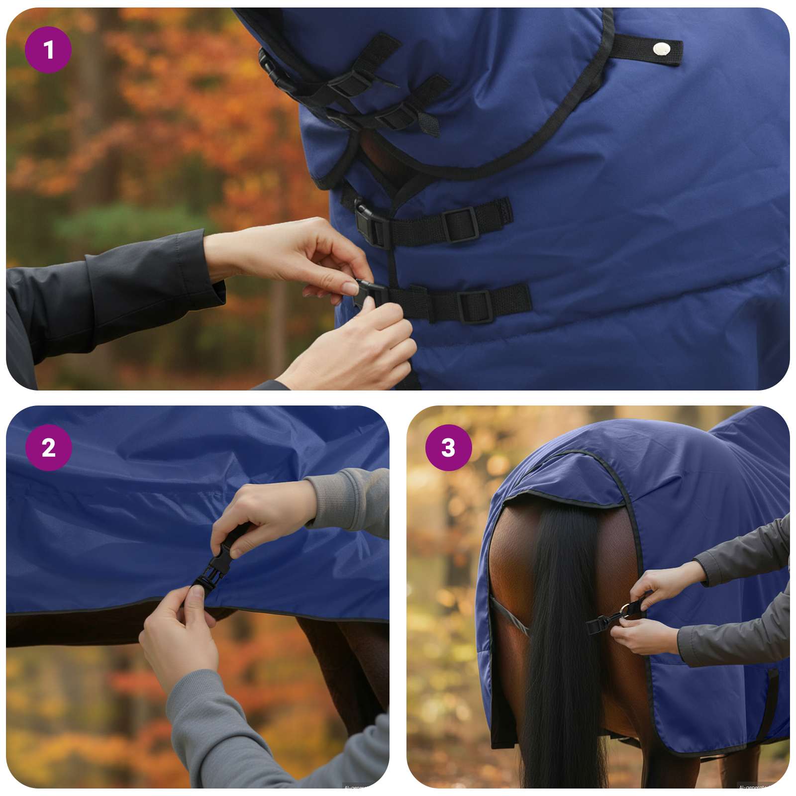 Konjski plašč Temno zelena in črna 125 cm Poliester - slika 12