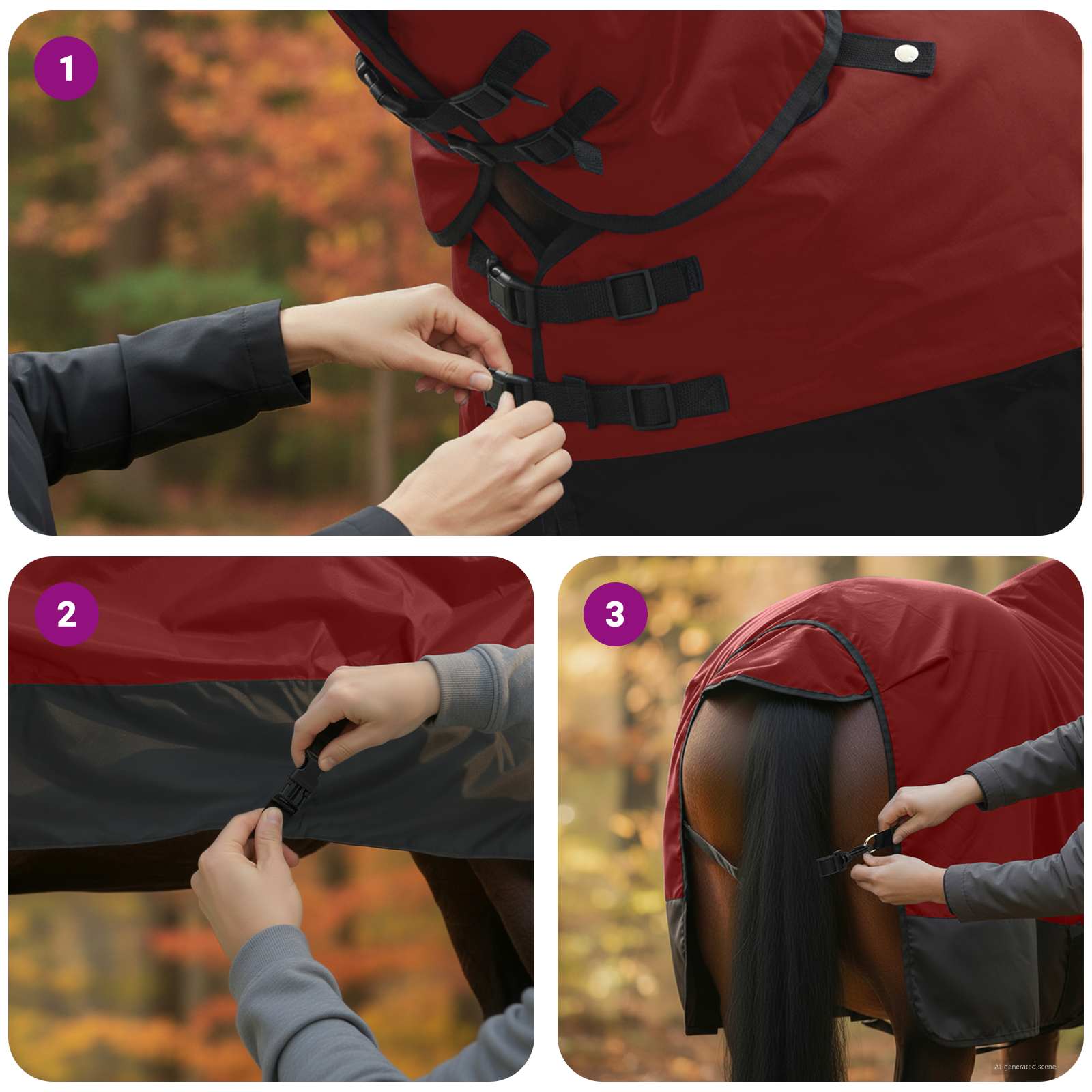 Konjski plašč Temno zelena in črna 125 cm Poliester - slika 12