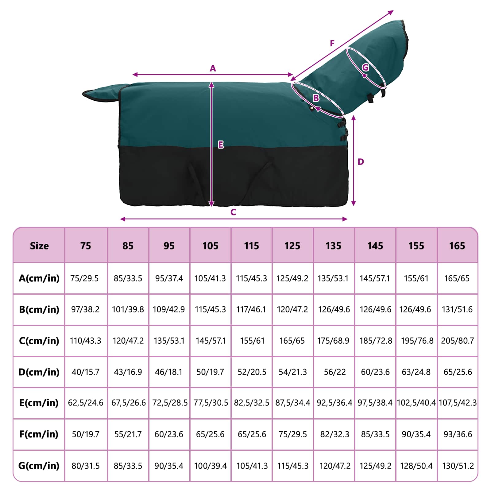 Konjski plašč Temno zelena in črna 105 cm Poliester - slika 10