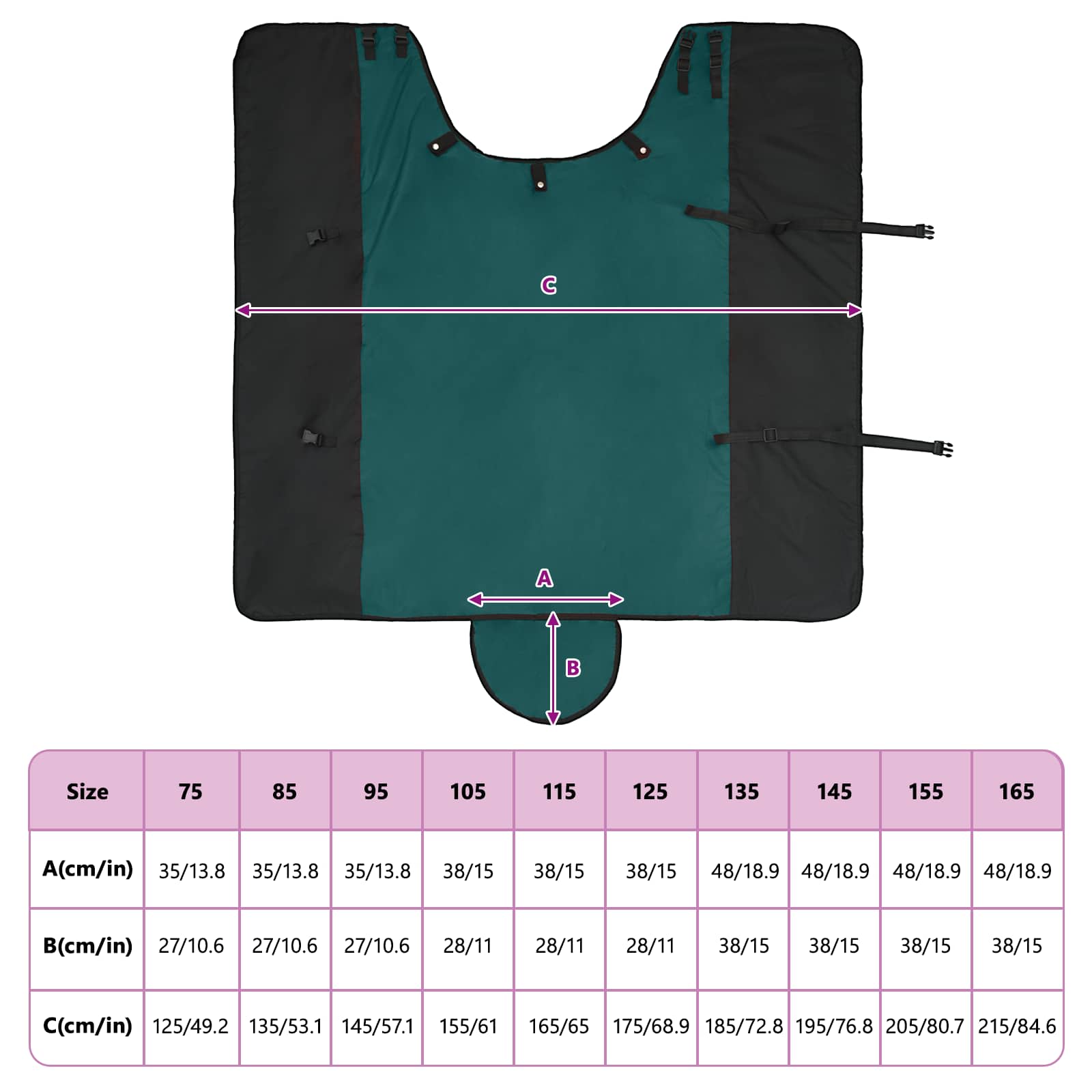 Konjski plašč Temno zelena in črna 135 cm Poliester - slika 11
