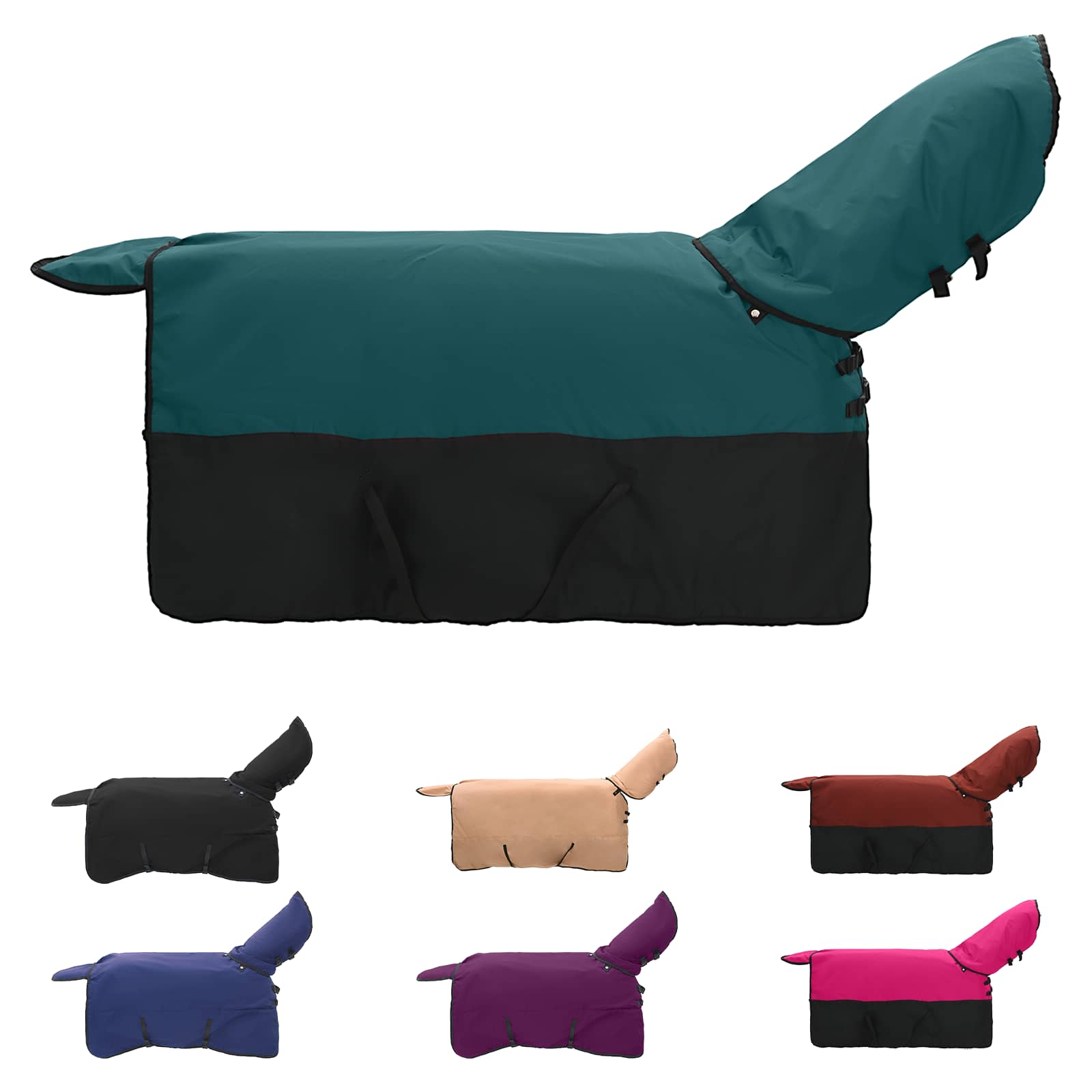 Thumbnail - vidaXL Pferdedecke Dunkelgrün und Schwarz 145 cm Polyester