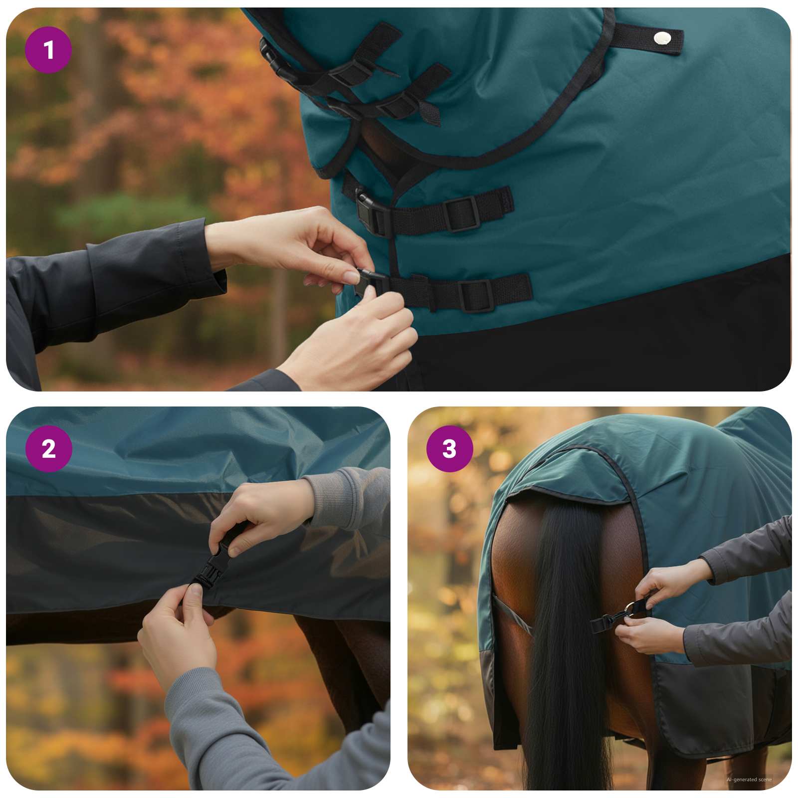 Ló Takaró Sötét Zöld és Fekete 165 cm Poliészter