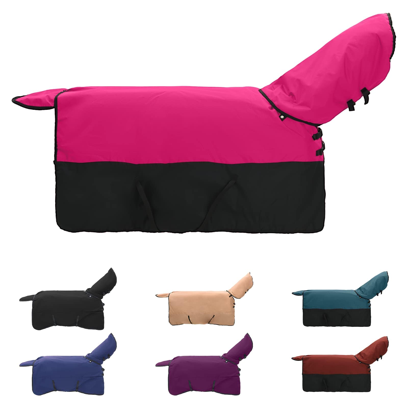 Thumbnail - vidaXL Pferdedecke Rosa und Schwarz 125 cm Polyester