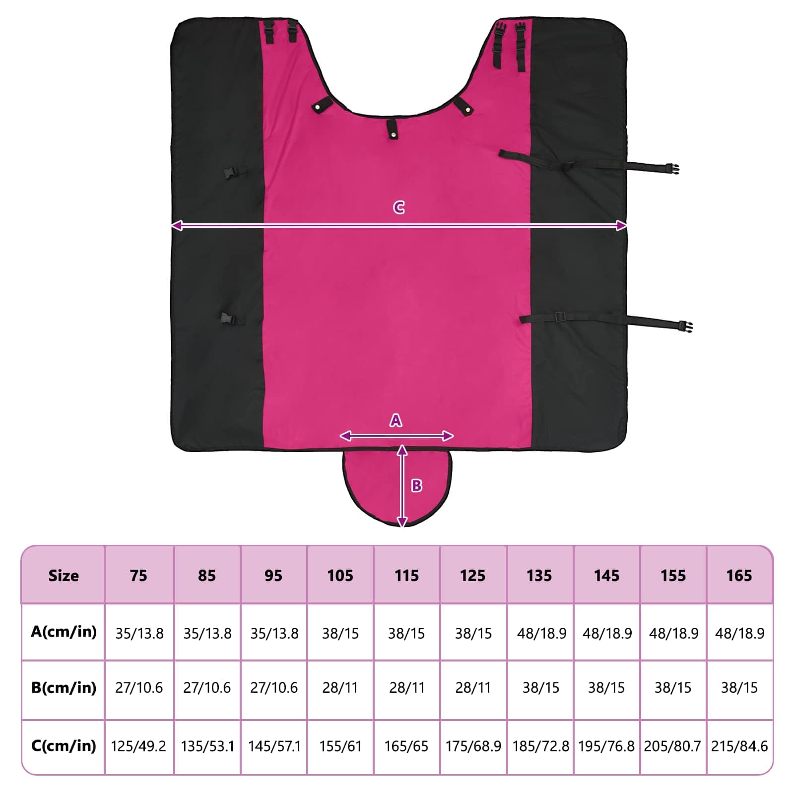 Ló Takaró Rózsaszín és Fekete 125 cm Poliészter