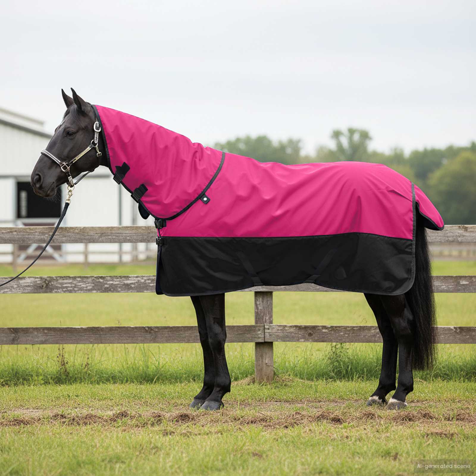 vidaXL Pferdedecke Rosa und Schwarz 135 cm Polyester