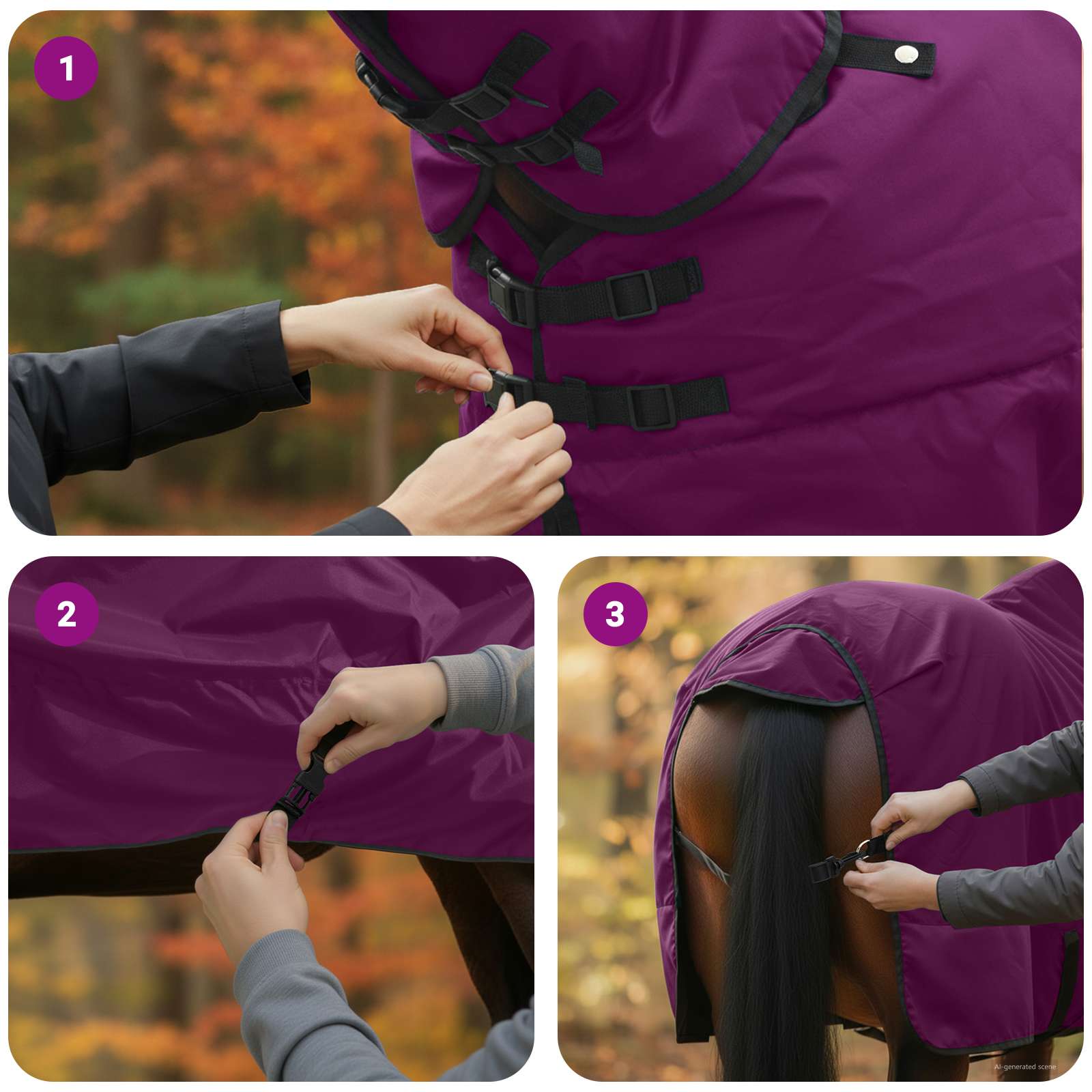 Konjski plašč Temno zelena in črna 115 cm Poliester - slika 12