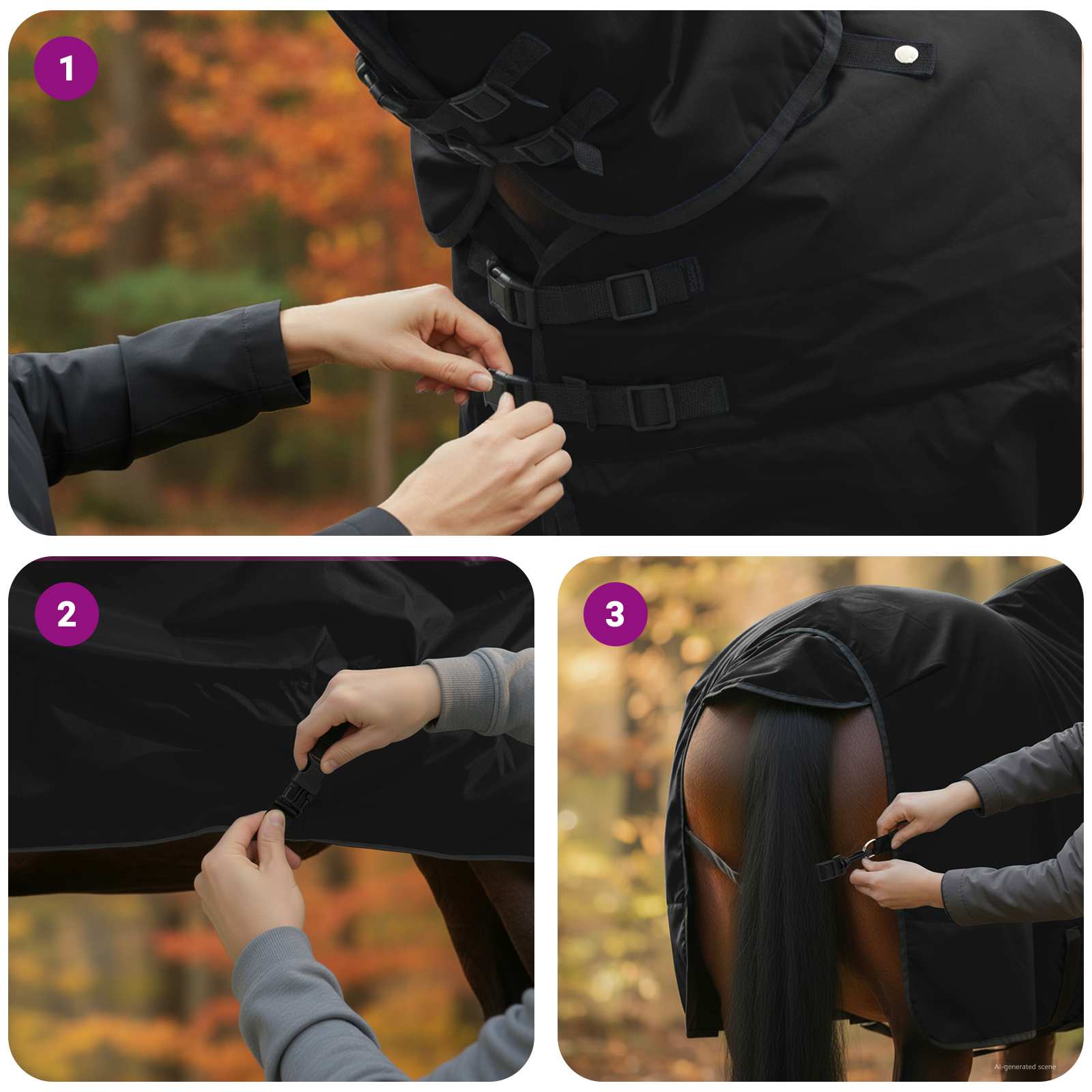 Konjski plašč Temno zelena in črna 95 cm Poliester - slika 12