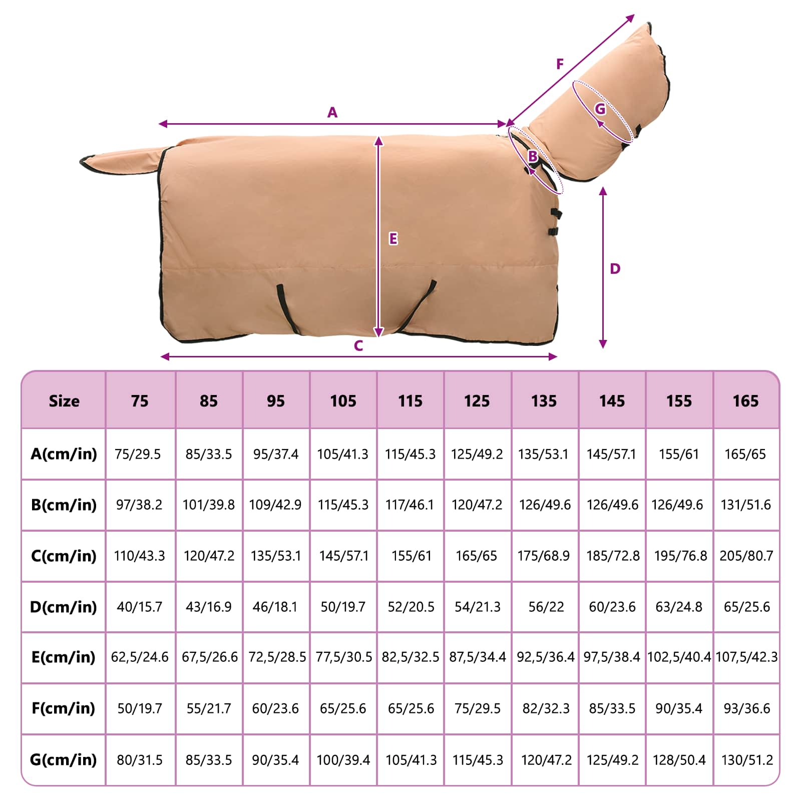 Konjski plašč Kapučino 75 cm Poliester - slika 10