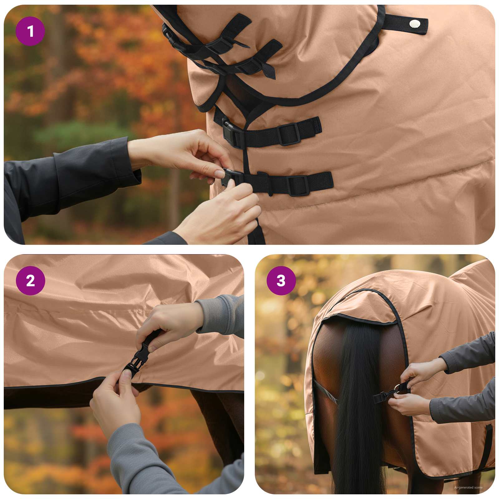 Konjski plašč Kapučino 145 cm Poliester - slika 12